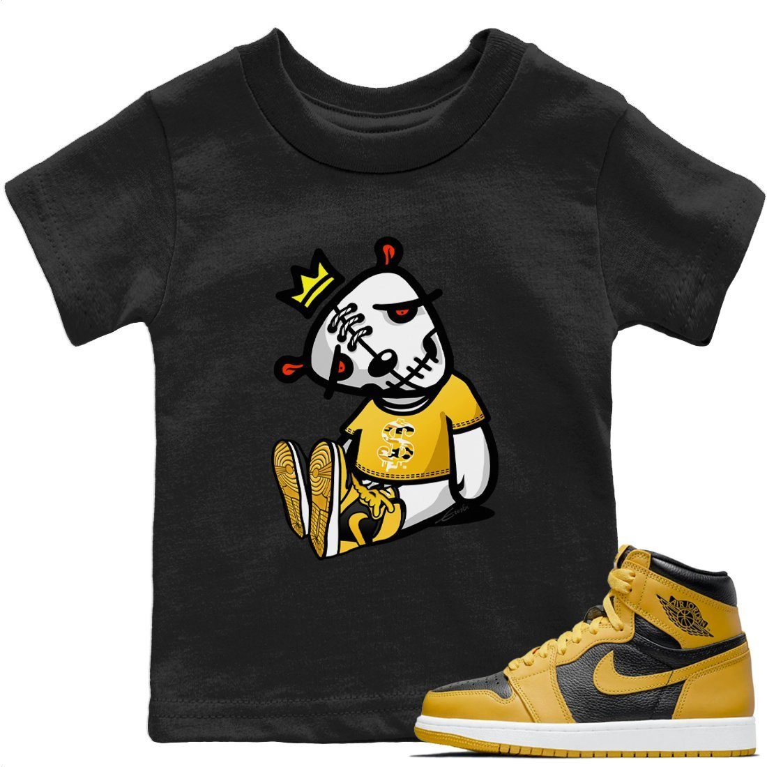 Jordan 1 Pollen Sneaker Matching T-Shirt Dead Dolls Sneaker Tees Jordan 1 Pollen Sneaker Release Tees Kids Shirts