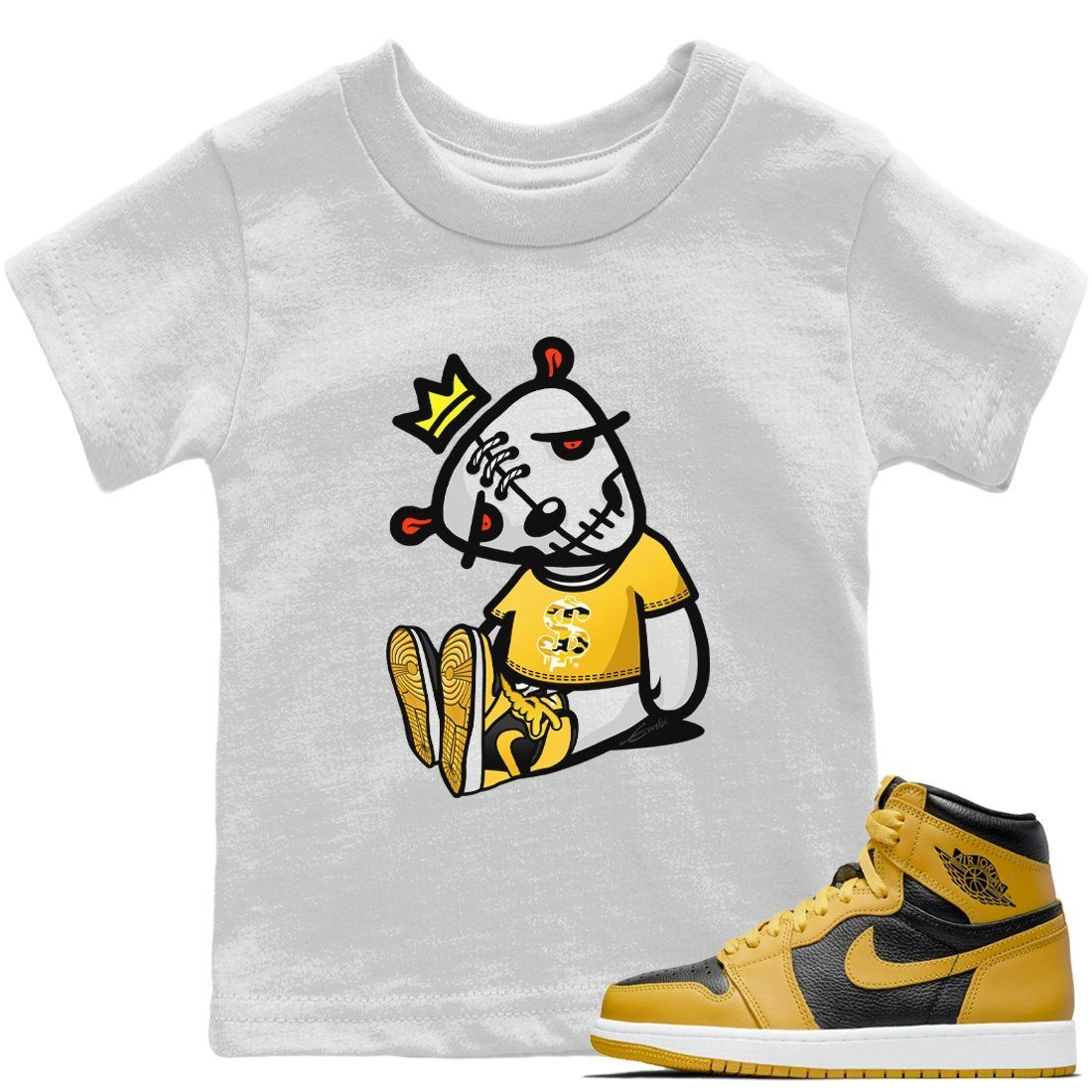 Jordan 1 Pollen Sneaker Matching T-Shirt Dead Dolls Sneaker Tees Jordan 1 Pollen Sneaker Release Tees Kids Shirts