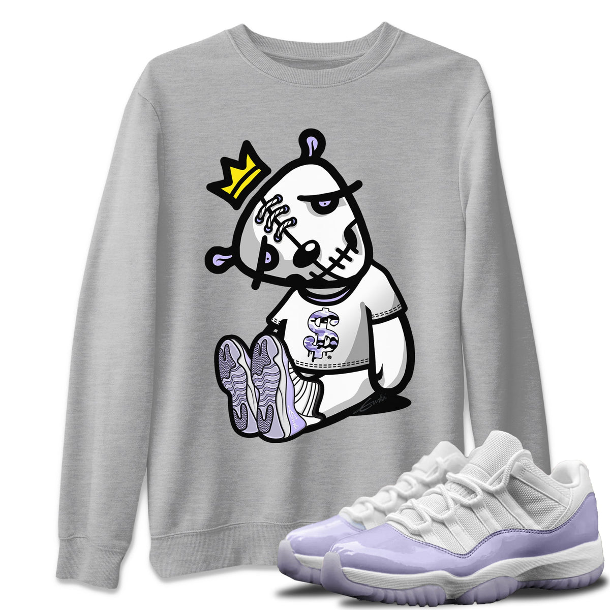 Jordan 11 Pure Violet Sneaker Matching T-Shirt Dead Dolls Sneaker Tees Jordan 11 Pure Violet Sneaker Release Tees Crew Neck Tees