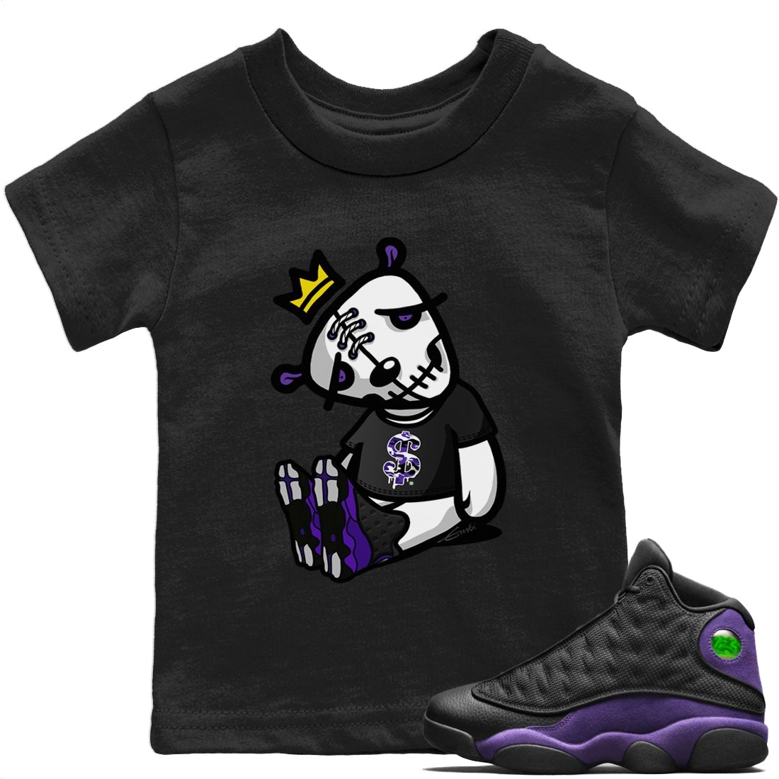 Jordan 13 Court Purple Sneaker Matching T-Shirt Dead Dolls Sneaker Tees Jordan 13 Court Purple Sneaker Release Tees Kids Shirts