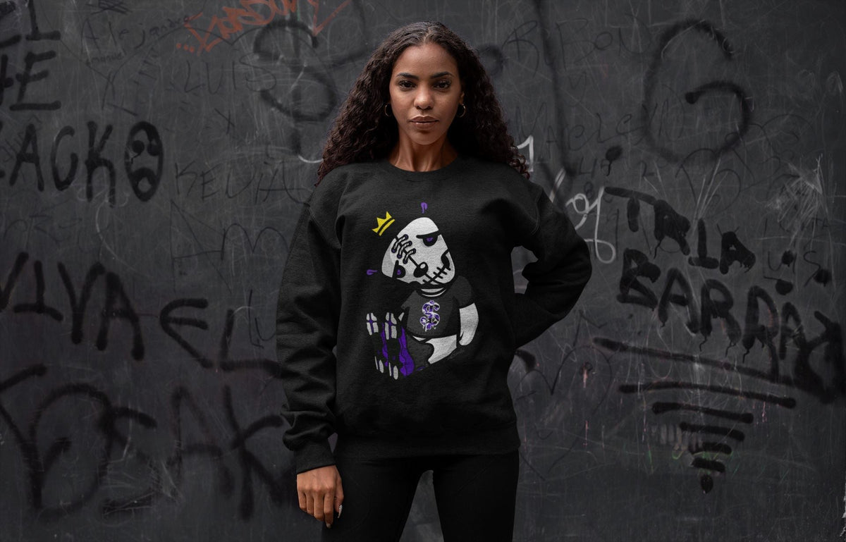 Jordan 13 Court Purple Sneaker Matching T-Shirt Dead Dolls Sneaker Tees Jordan 13 Court Purple Sneaker Release Tees Crew Neck Tees