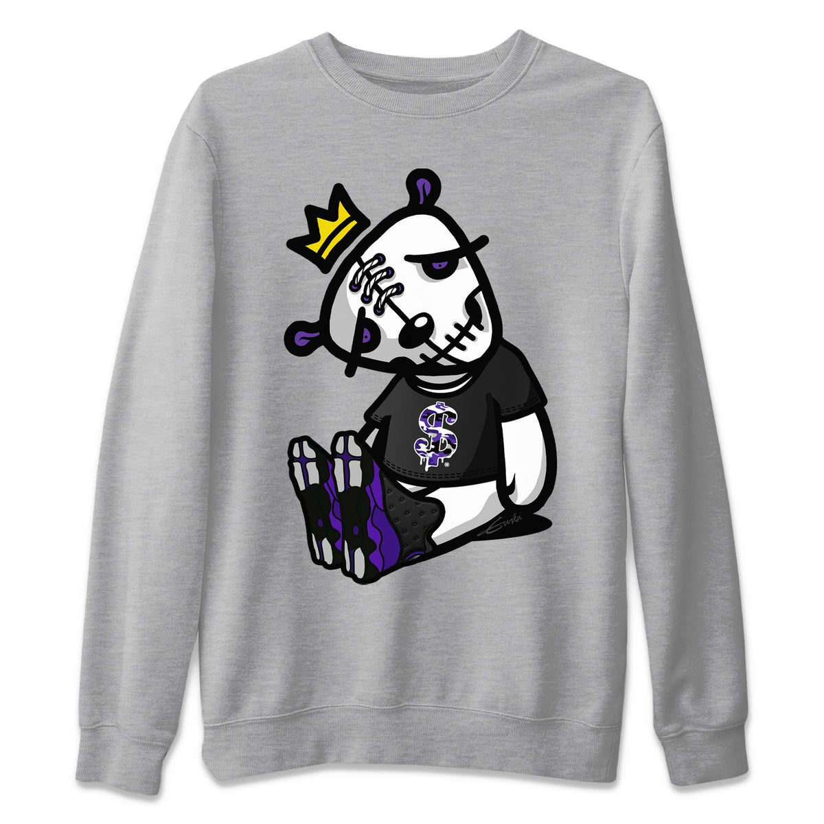 Jordan 13 Court Purple Sneaker Matching T-Shirt Dead Dolls Sneaker Tees Jordan 13 Court Purple Sneaker Release Tees Crew Neck Tees