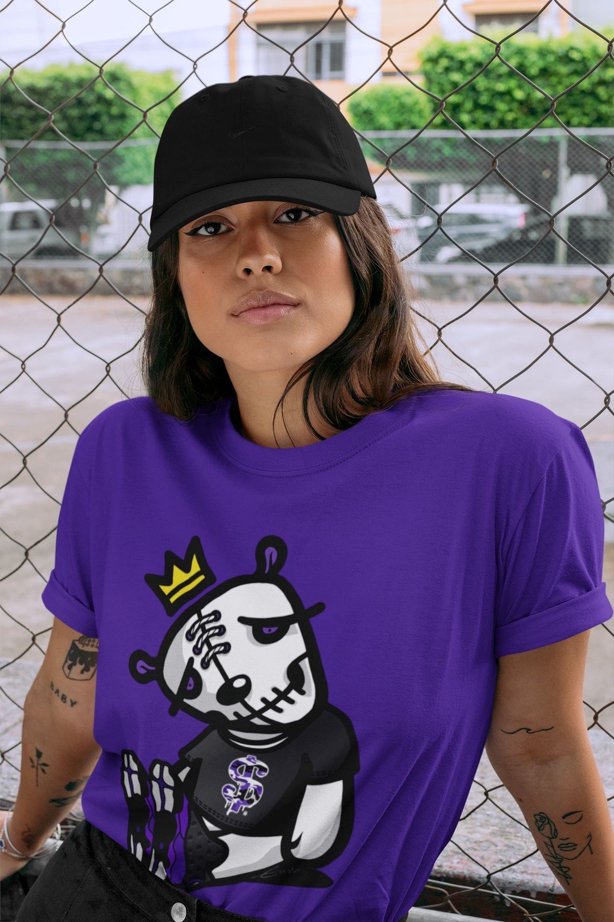 Jordan 13 Court Purple Sneaker Matching T-Shirt Dead Dolls Sneaker Tees Jordan 13 Court Purple Sneaker Release Tees Crew Neck Tees