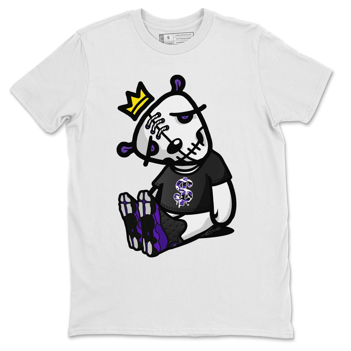 Jordan 13 Court Purple Sneaker Matching T-Shirt Dead Dolls Sneaker Tees Jordan 13 Court Purple Sneaker Release Tees Crew Neck Tees