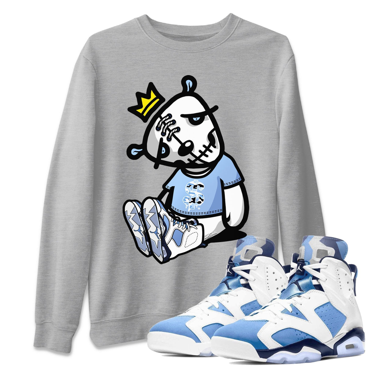 Jordan 6 UNC Shirt To Match Jordans Dead Dolls Sneaker Tees Jordan 6 UNC Drip Gear Zone Sneaker Matching Clothing Unisex Shirts