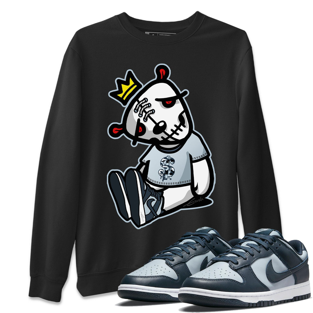 Dunk championship Grey Sneaker Match Tees Dead Dolls Sneaker Tees Dunk championship Grey Jordan to match sneaker T-Shirt Crew Neck Shirts