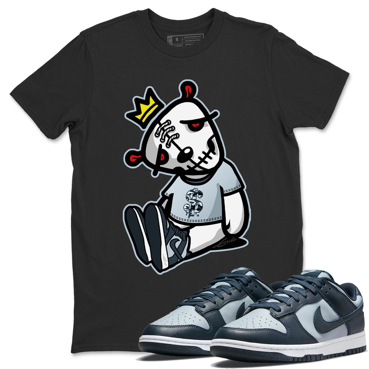 Dunk championship Grey Sneaker Match Tees Dead Dolls Sneaker Tees Dunk championship Grey Jordan to match sneaker T-Shirt Crew Neck Shirts