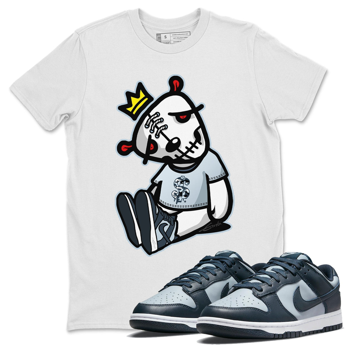 Dunk championship Grey Sneaker Match Tees Dead Dolls Sneaker Tees Dunk championship Grey Jordan to match sneaker T-Shirt Crew Neck Shirts
