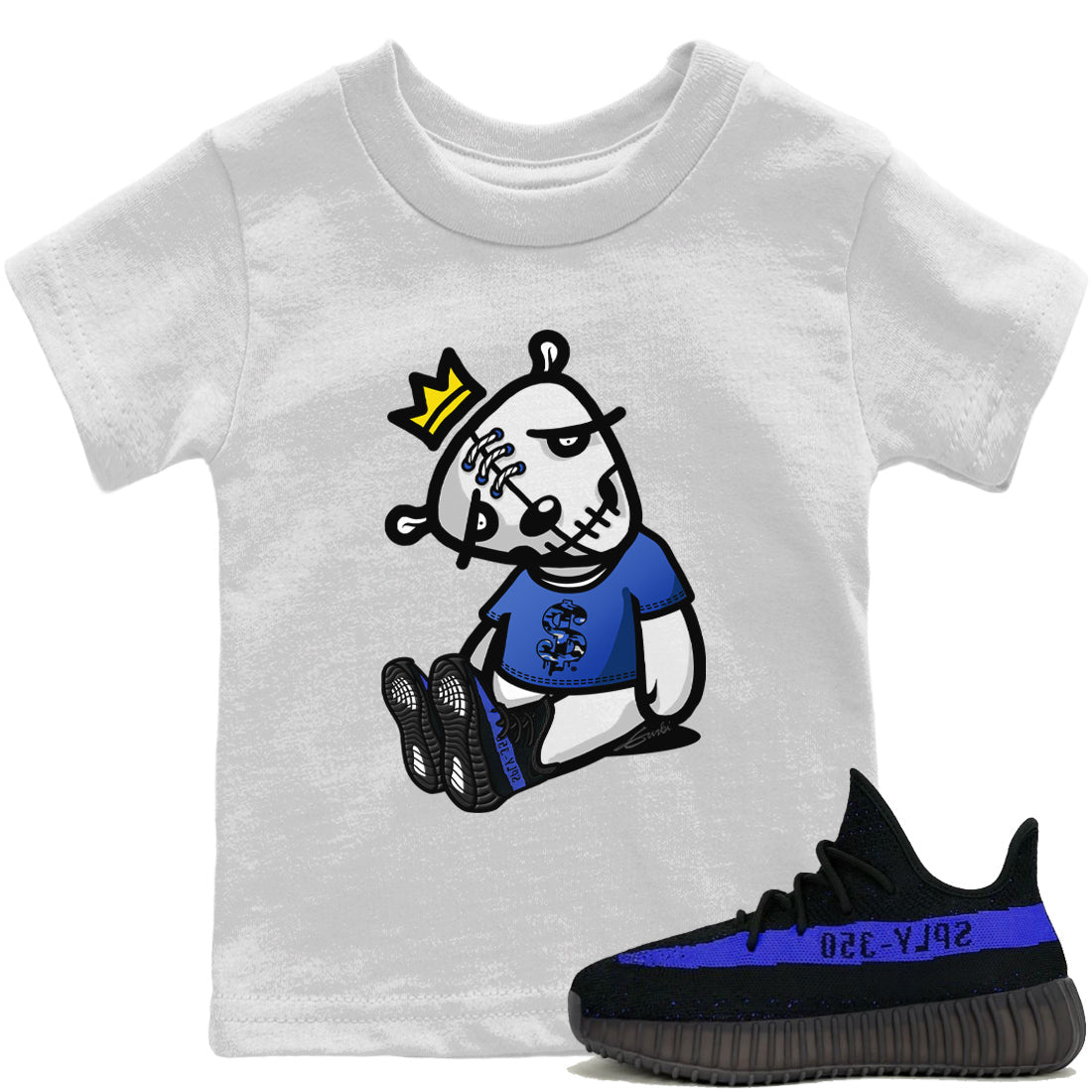 Yeezy 350 Dazzling Blue Shirt To Match Jordans Dead Dolls Sneaker Tees Yeezy 350 Dazzling Blue Drip Gear Zone Sneaker Matching Clothing Kids Shirts