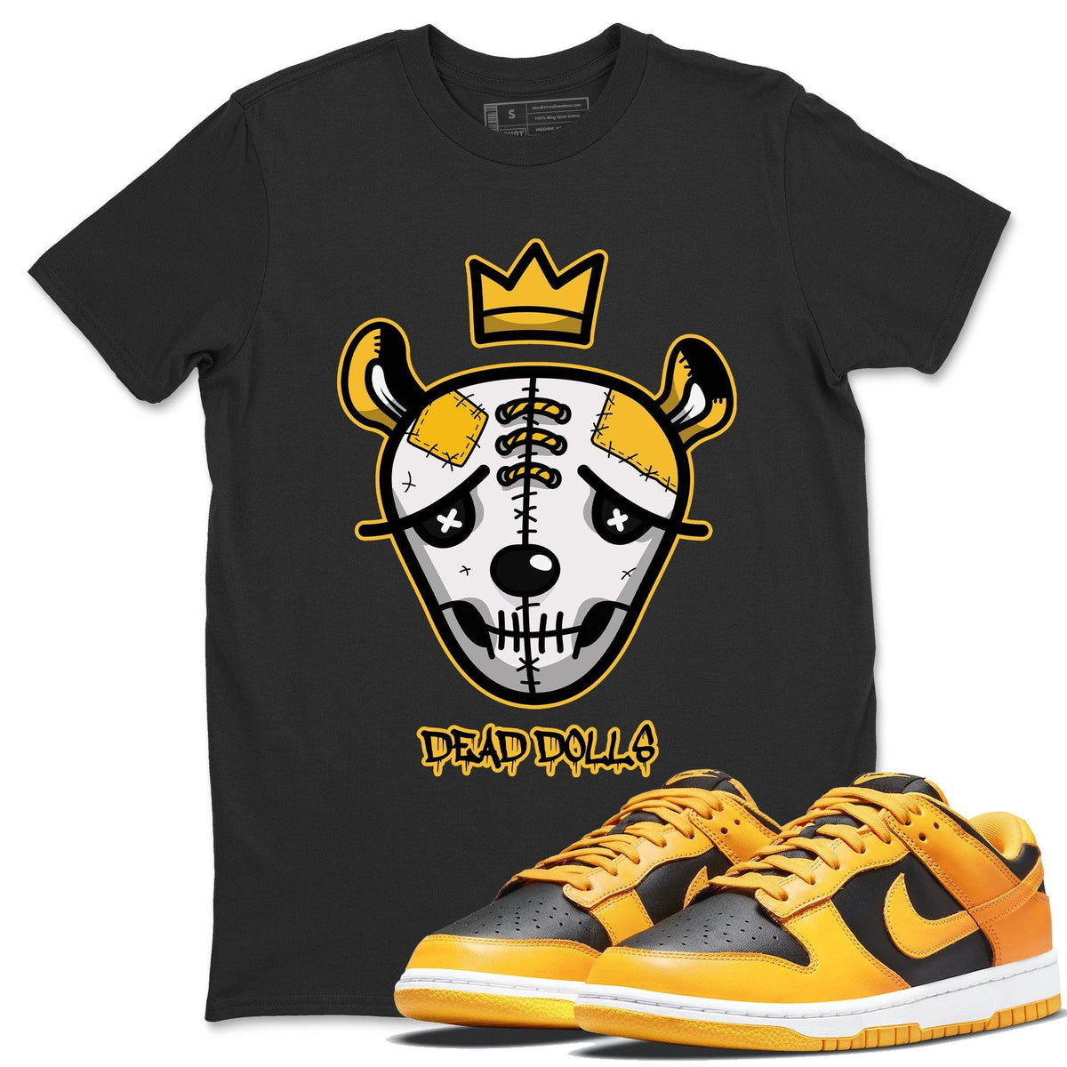 Dunk Championship Goldenrod Sneaker Match Tees Ded Dolls Face Sneaker Tees Dunk Championship Goldenrod Jordan to match sneaker T-Shirt Crew Neck Shirts