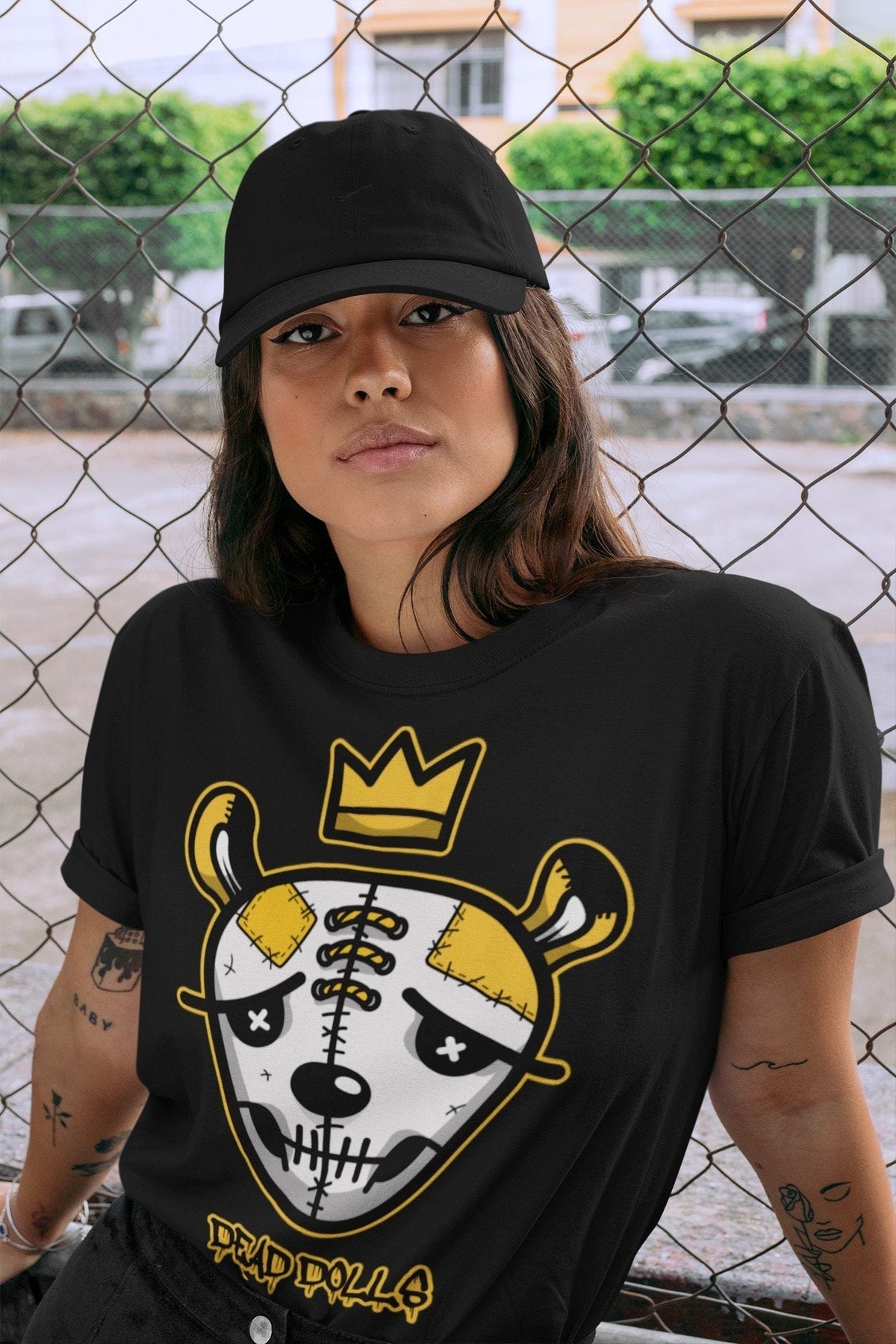 Dunk Championship Goldenrod Sneaker Match Tees Ded Dolls Face Sneaker Tees Dunk Championship Goldenrod Jordan to match sneaker T-Shirt Crew Neck Shirts