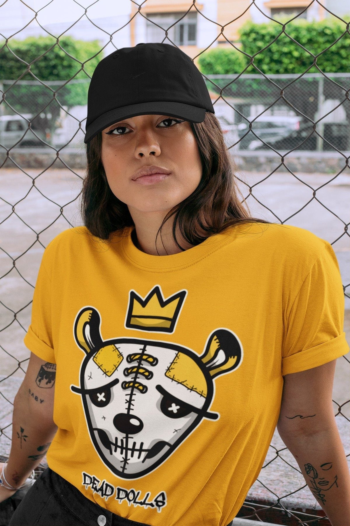 Dunk Championship Goldenrod Sneaker Match Tees Ded Dolls Face Sneaker Tees Dunk Championship Goldenrod Jordan to match sneaker T-Shirt Crew Neck Shirts