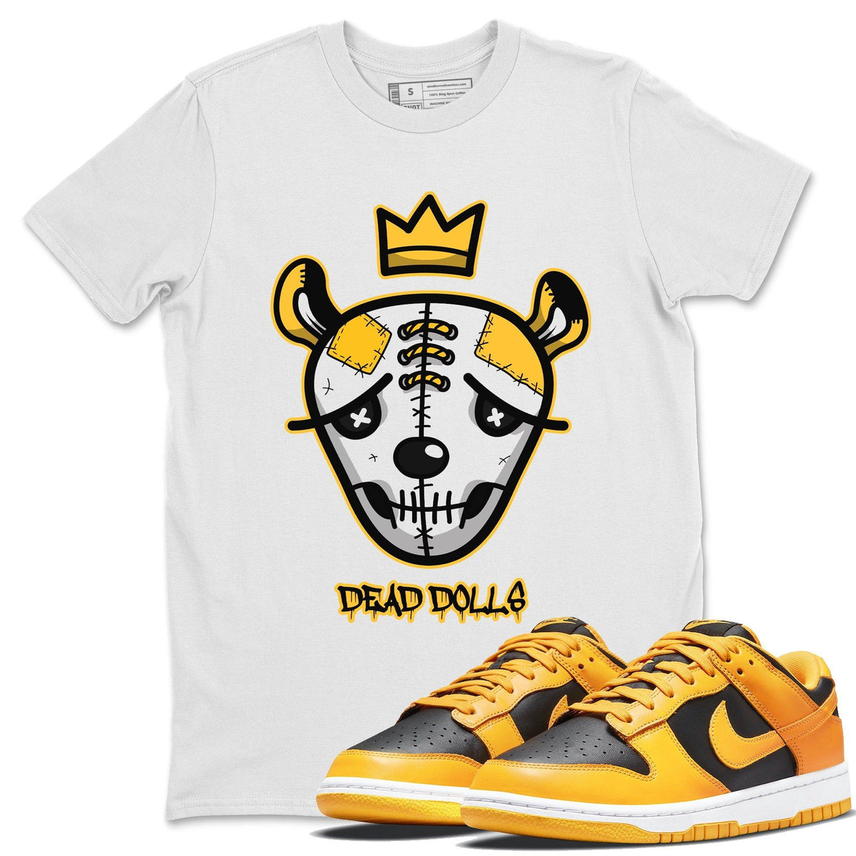 Dunk Championship Goldenrod Sneaker Match Tees Ded Dolls Face Sneaker Tees Dunk Championship Goldenrod Jordan to match sneaker T-Shirt Crew Neck Shirts