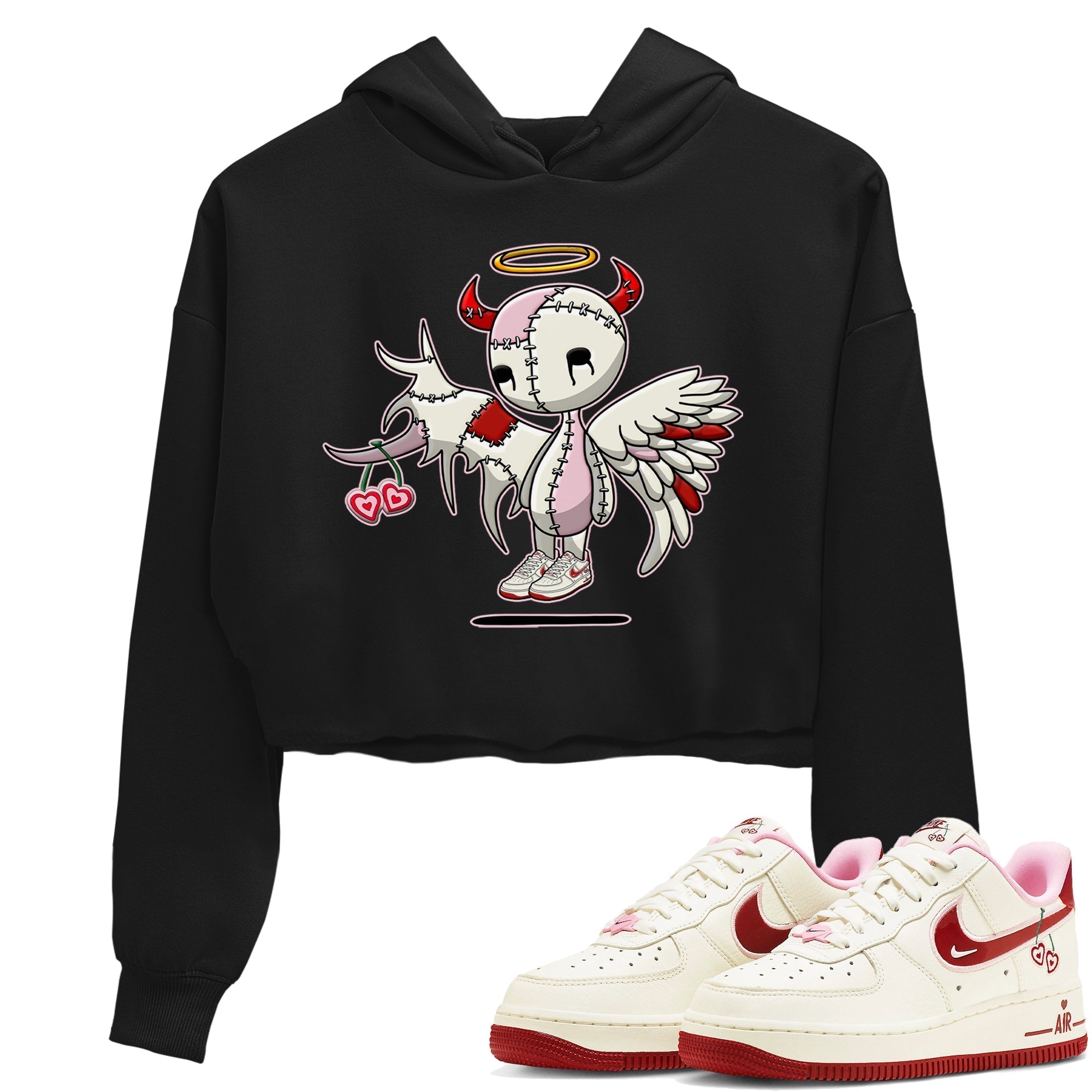 Air Force 1 Valentines Day Sneaker Match Tees Devil Angel Sneaker Tees Air Force 1 Valentines Day Jordan to match sneaker T-Shirt Women's Shirts