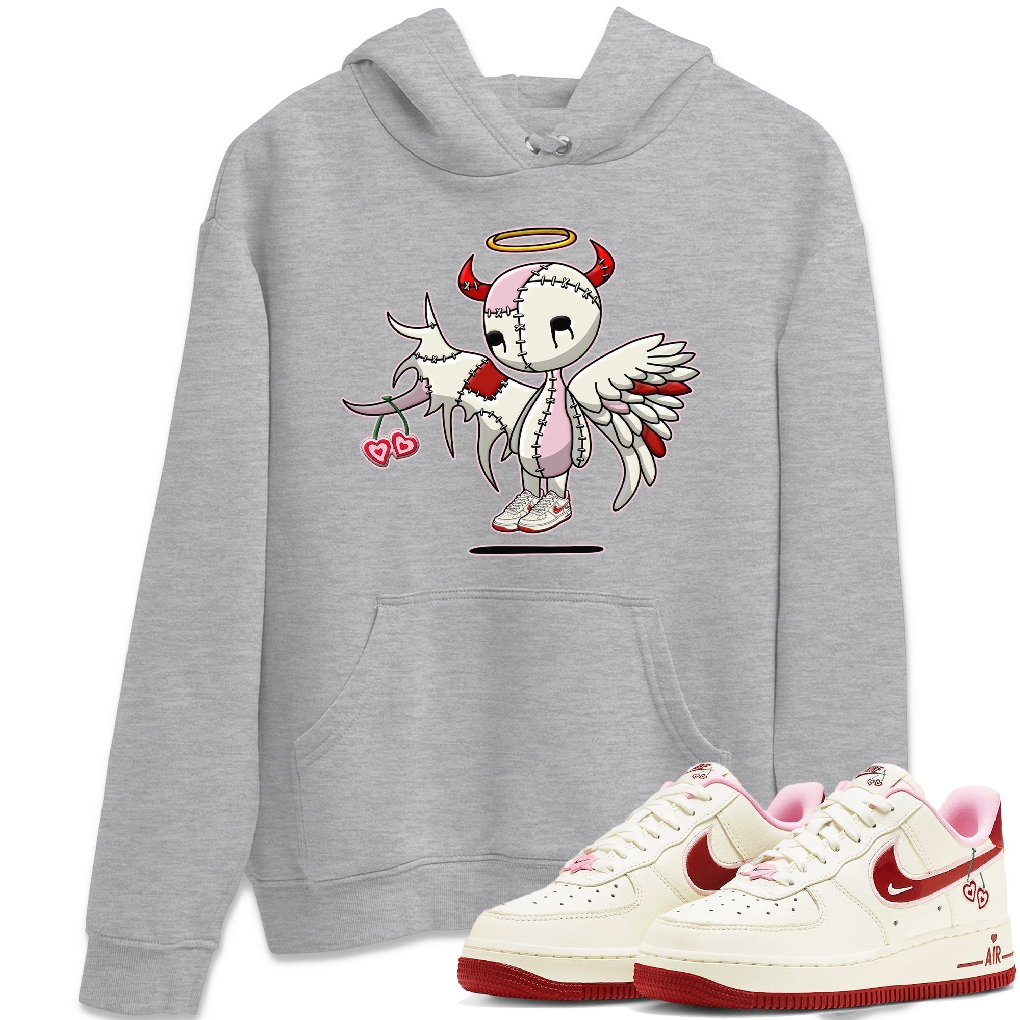 Air Force 1 Valentines Day Sneaker Match Tees Devil Angel Sneaker Tees Air Force 1 Valentines Day Jordan to match sneaker T-Shirt Crew Neck Shirts