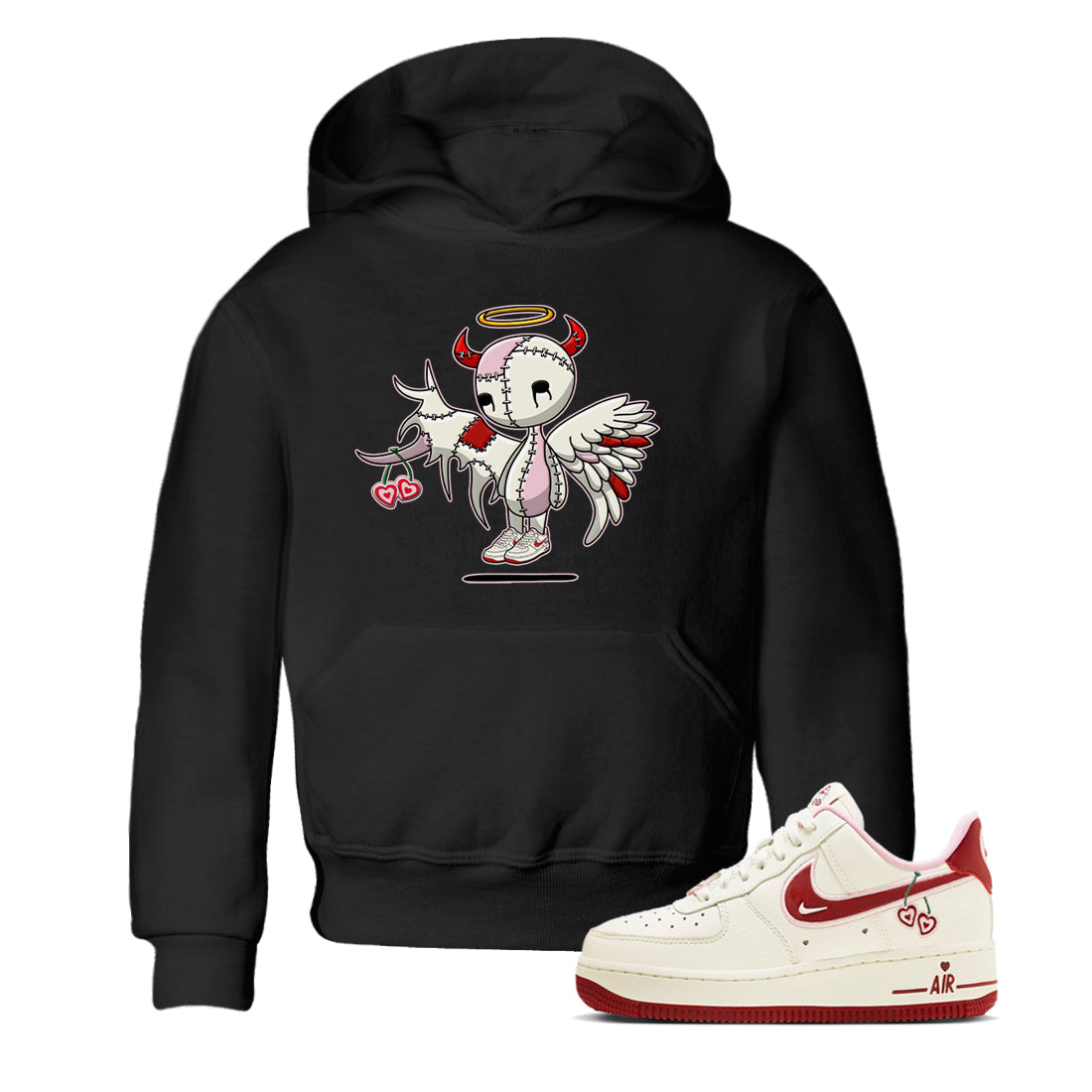 Air Force 1 Valentines Day Sneaker Match Tees Devil Angel Sneaker Tees Air Force 1 Valentines Day Jordan to match sneaker T-Shirt Kids Shirts