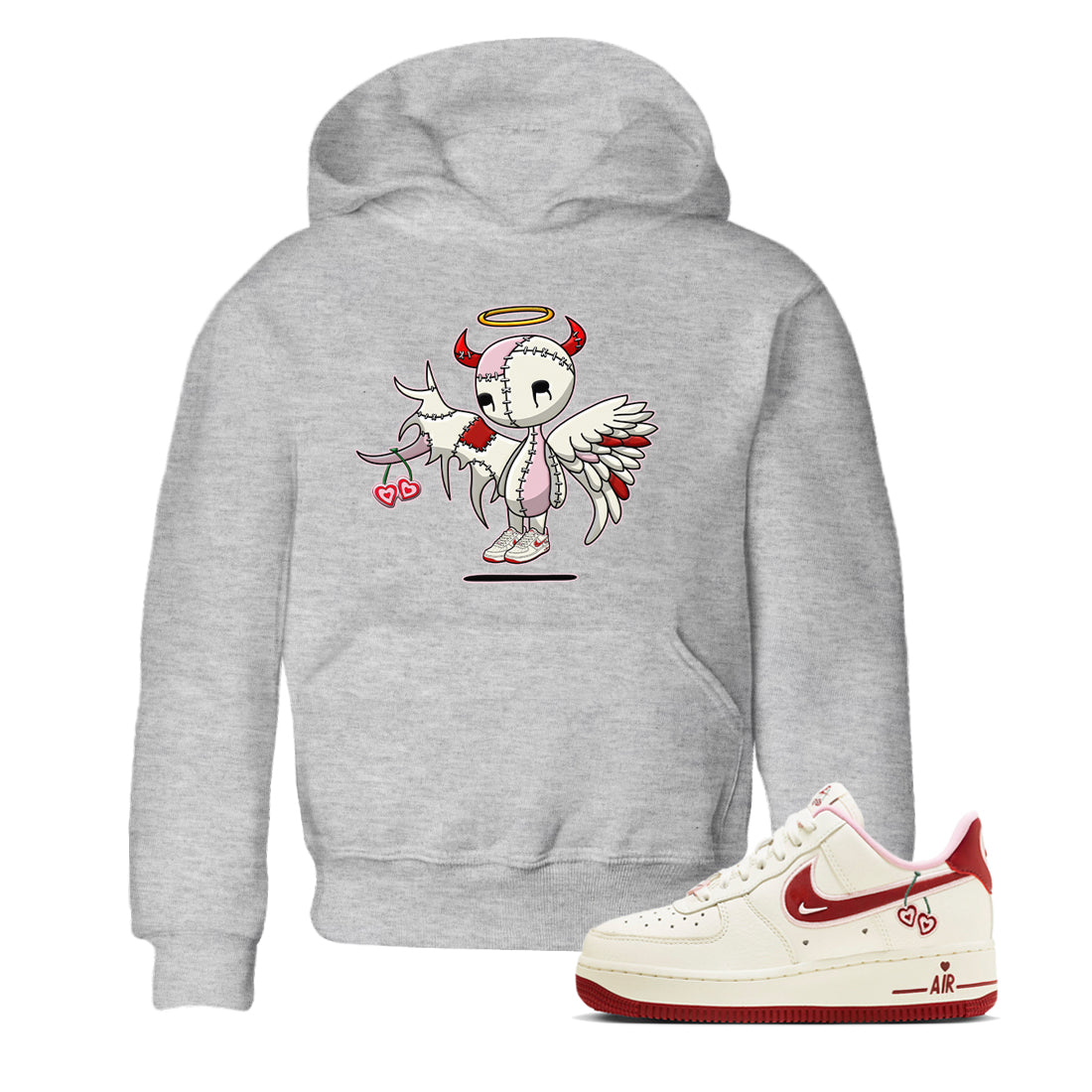Air Force 1 Valentines Day Sneaker Match Tees Devil Angel Sneaker Tees Air Force 1 Valentines Day Jordan to match sneaker T-Shirt Kids Shirts