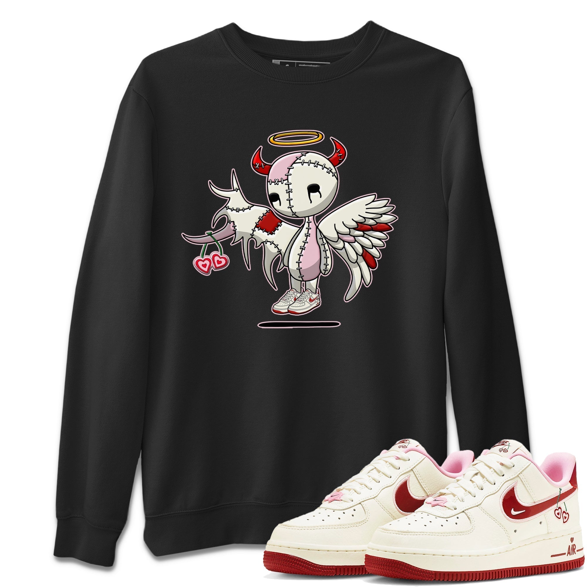 Air Force 1 Valentines Day Sneaker Match Tees Devil Angel Sneaker Tees Air Force 1 Valentines Day Jordan to match sneaker T-Shirt Crew Neck Shirts