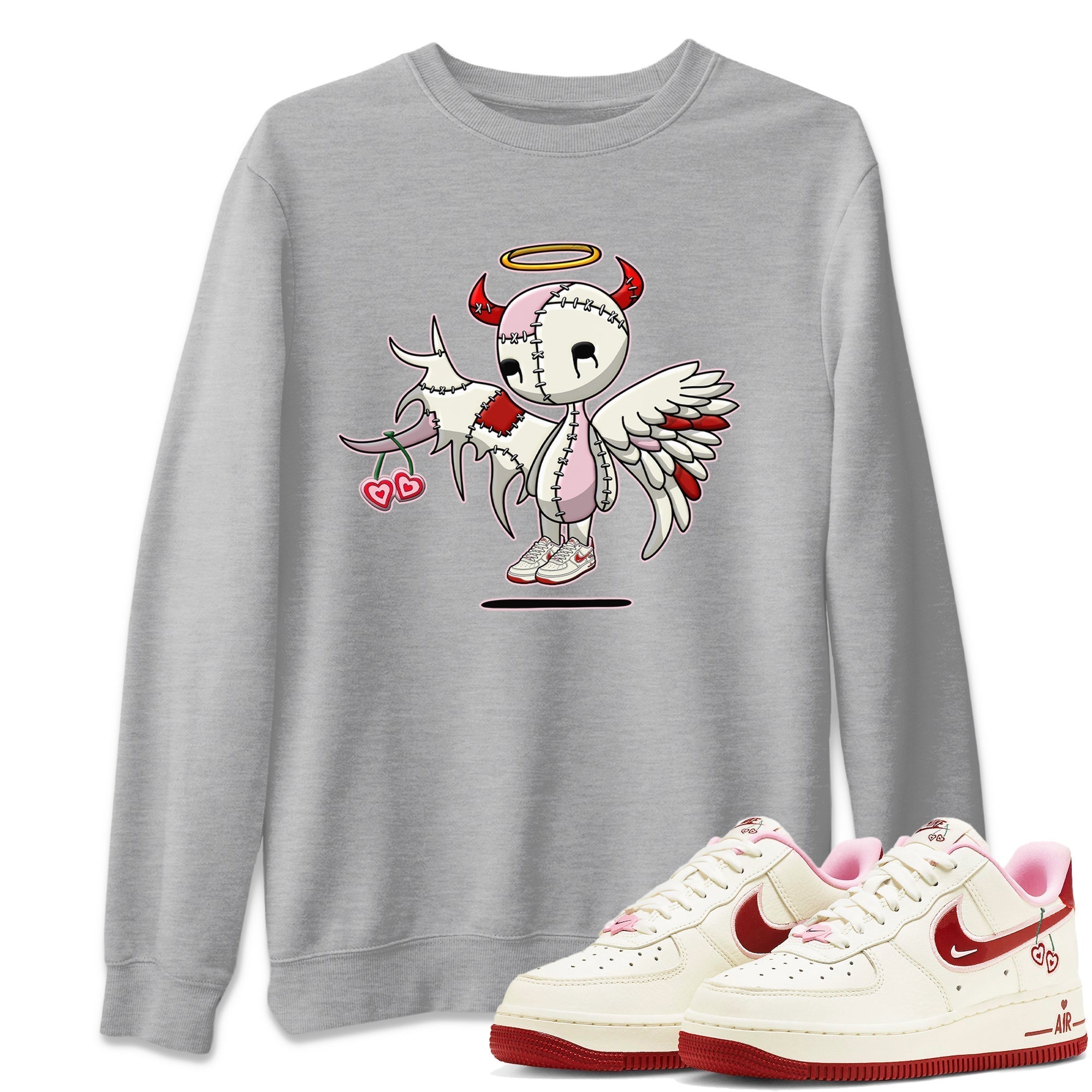 Air Force 1 Valentines Day Sneaker Match Tees Devil Angel Sneaker Tees Air Force 1 Valentines Day Jordan to match sneaker T-Shirt Crew Neck Shirts