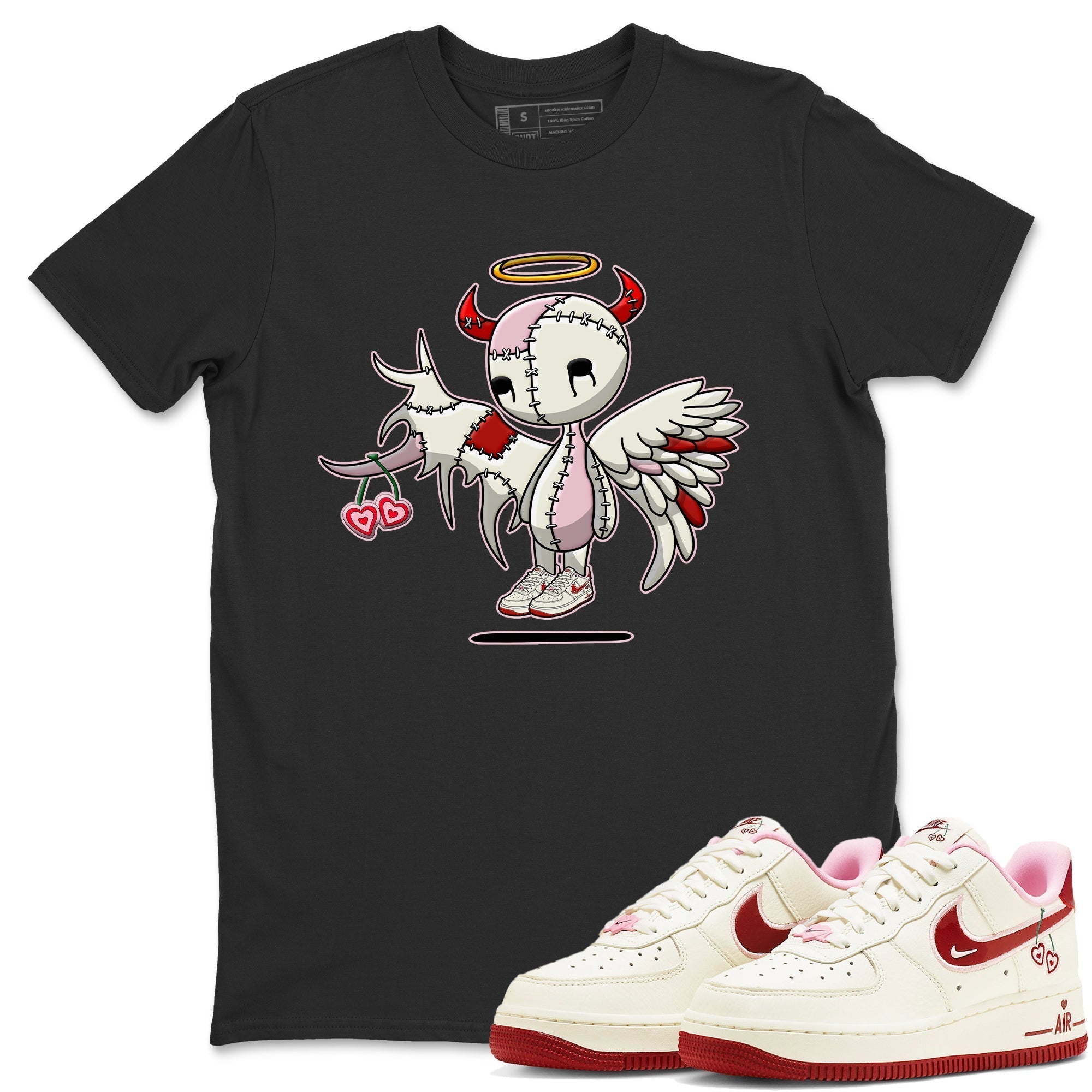 Air Force 1 Valentines Day Sneaker Match Tees Devil Angel Sneaker Tees Air Force 1 Valentines Day Jordan to match sneaker T-Shirt Crew Neck Shirts
