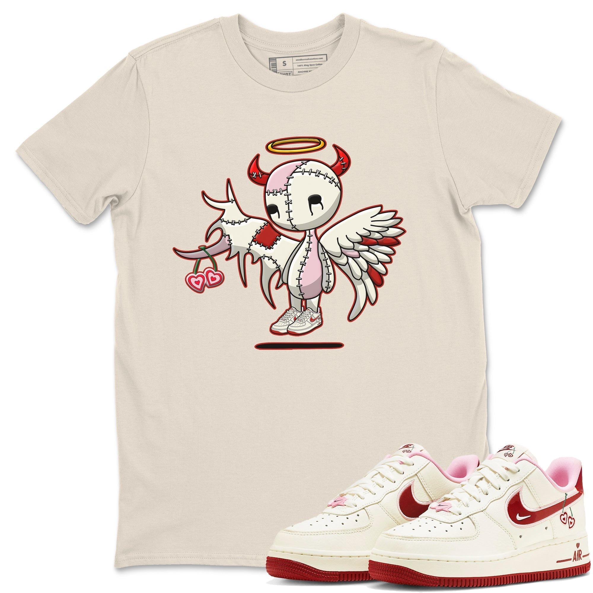 Air Force 1 Valentines Day Sneaker Match Tees Devil Angel Sneaker Tees Air Force 1 Valentines Day Jordan to match sneaker T-Shirt Crew Neck Shirts