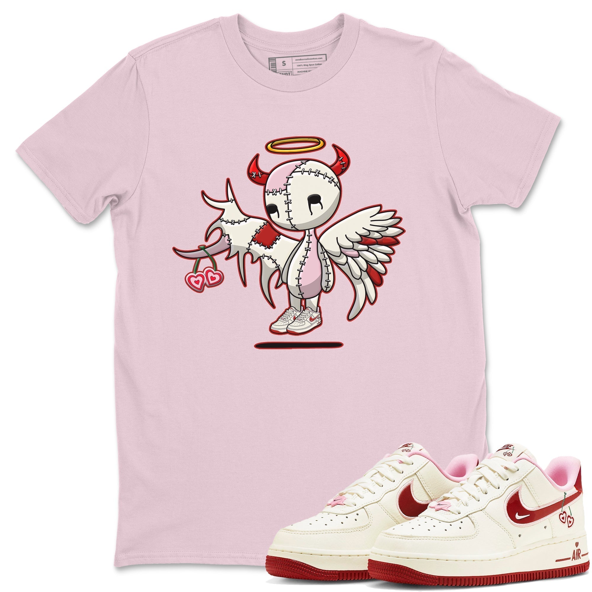 Air Force 1 Valentines Day Sneaker Match Tees Devil Angel Sneaker Tees Air Force 1 Valentines Day Jordan to match sneaker T-Shirt Crew Neck Shirts