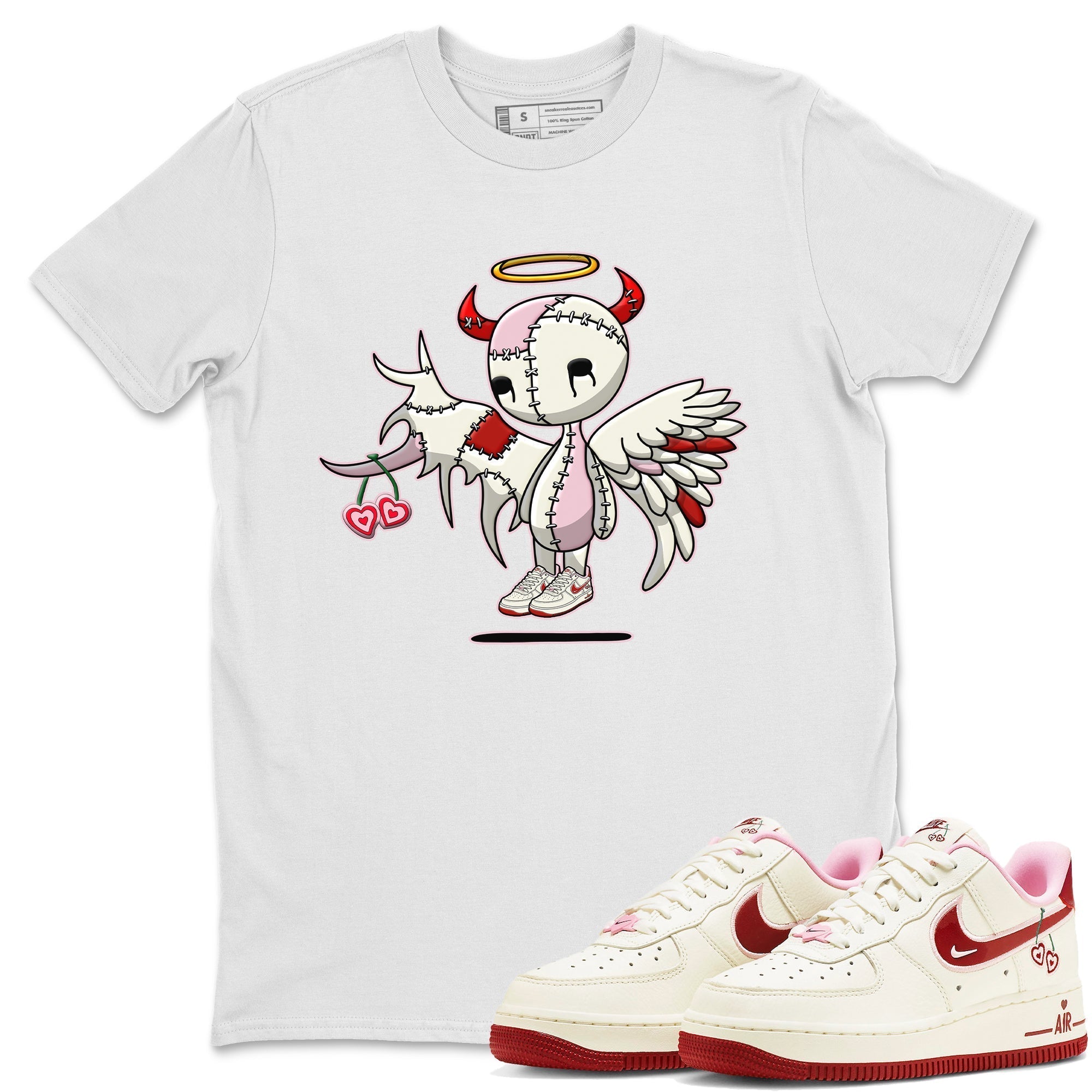 Air Force 1 Valentines Day Sneaker Match Tees Devil Angel Sneaker Tees Air Force 1 Valentines Day Jordan to match sneaker T-Shirt Crew Neck Shirts