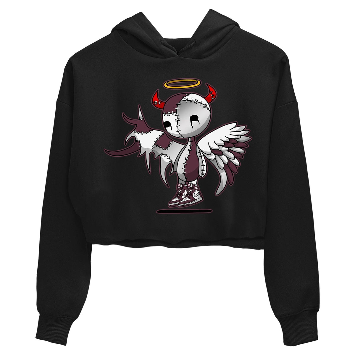 Jordan 1 Bordeaux Sneaker Matching T-Shirt Devil Angel Sneaker Tees Jordan 1 Bordeaux Sneaker Release Tees Women's Shirts