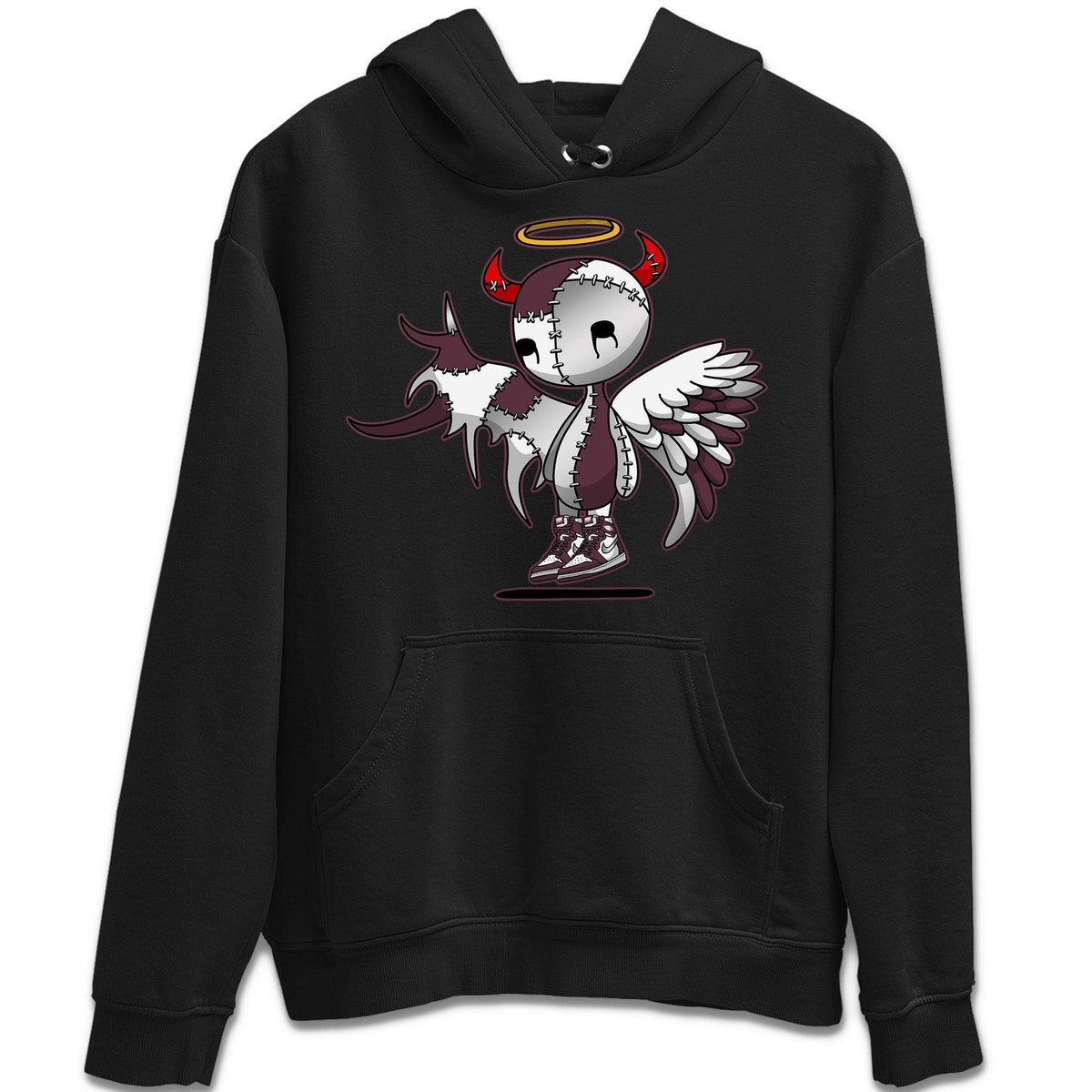Jordan 1 Bordeaux Sneaker Matching T-Shirt Devil Angel Sneaker Tees Jordan 1 Bordeaux Sneaker Release Tees Crew Neck Tees