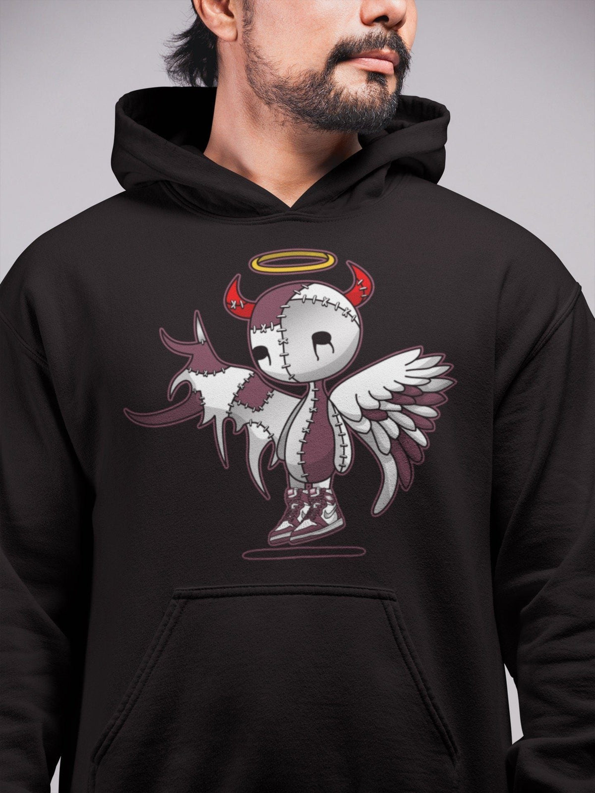 Jordan 1 Bordeaux Sneaker Matching T-Shirt Devil Angel Sneaker Tees Jordan 1 Bordeaux Sneaker Release Tees Crew Neck Tees