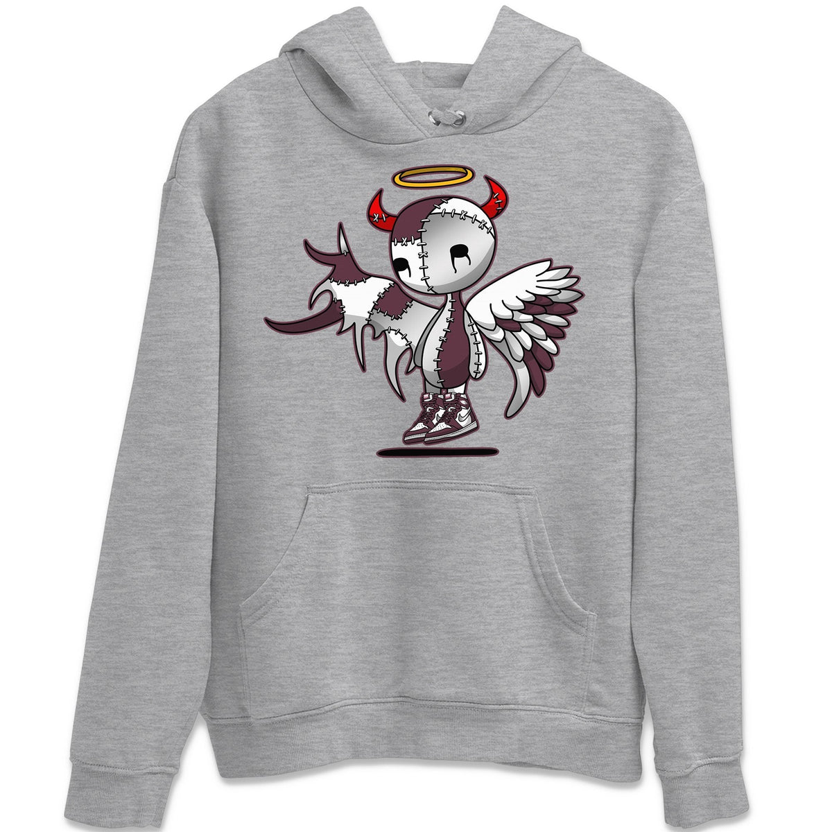 Jordan 1 Bordeaux Sneaker Matching T-Shirt Devil Angel Sneaker Tees Jordan 1 Bordeaux Sneaker Release Tees Crew Neck Tees