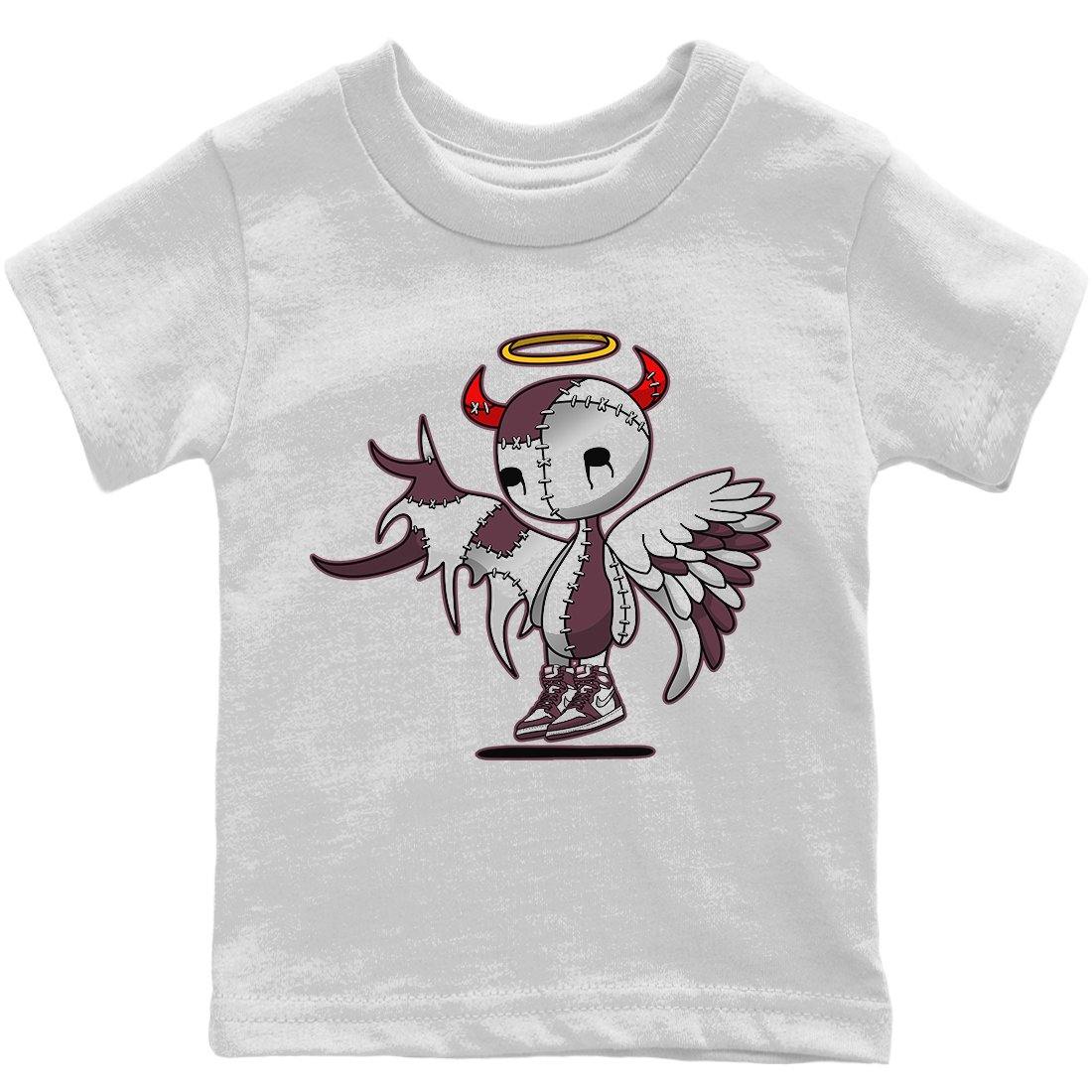 Jordan 1 Bordeaux Sneaker Matching T-Shirt Devil Angel Sneaker Tees Jordan 1 Bordeaux Sneaker Release Tees Kids Shirts