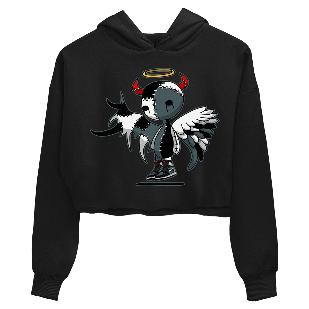 Jordan 1 Element Gore-Tex Black Grey Sneaker Matching T-Shirt Devil Angel Sneaker Tees Jordan 1 Element Gore-Tex Black Grey Sneaker Release Tees Women's Shirts