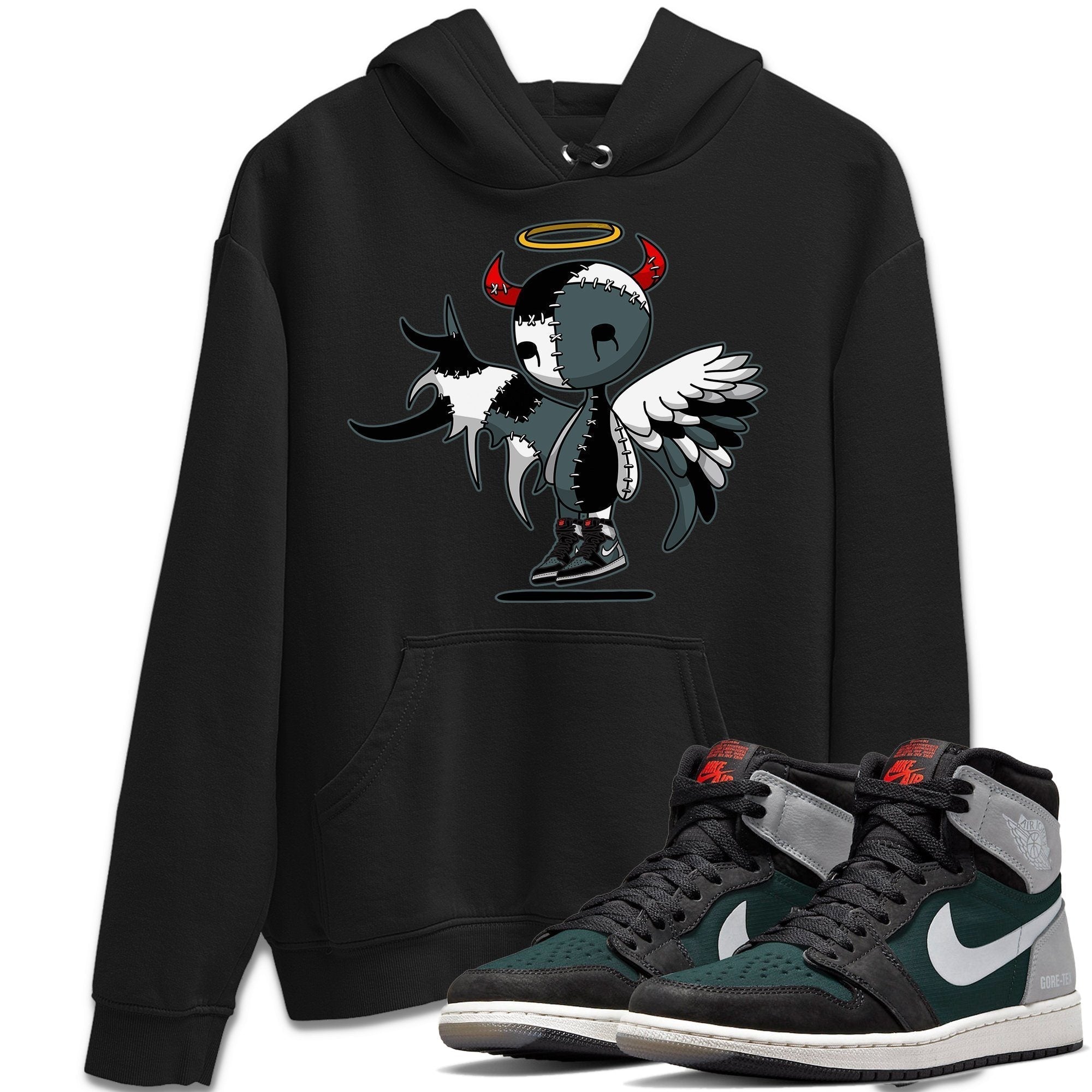 Jordan 1 Element Gore-Tex Black Grey Sneaker Matching T-Shirt Devil Angel Sneaker Tees Jordan 1 Element Gore-Tex Black Grey Sneaker Release Tees Crew Neck Tees