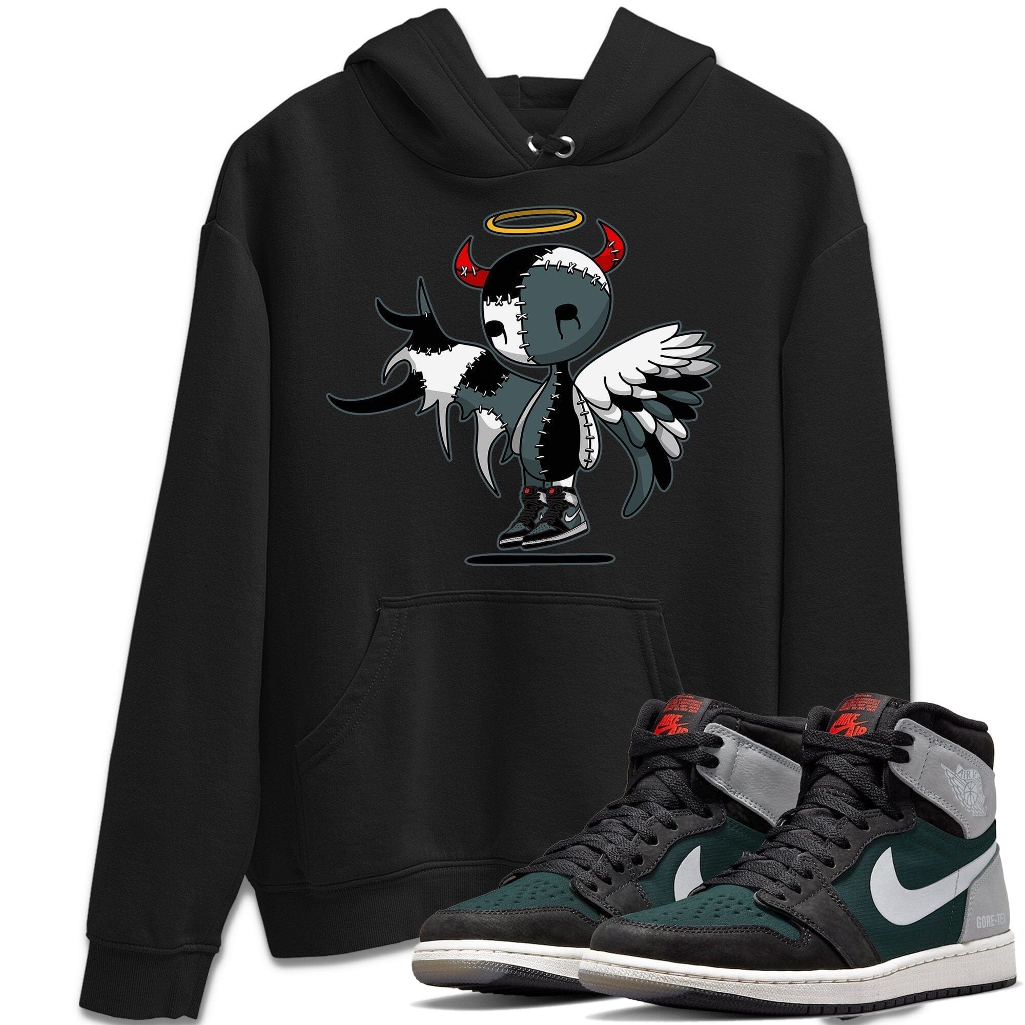 Jordan 1 Element Gore-Tex Black Grey Sneaker Matching T-Shirt Devil Angel Sneaker Tees Jordan 1 Element Gore-Tex Black Grey Sneaker Release Tees Crew Neck Tees