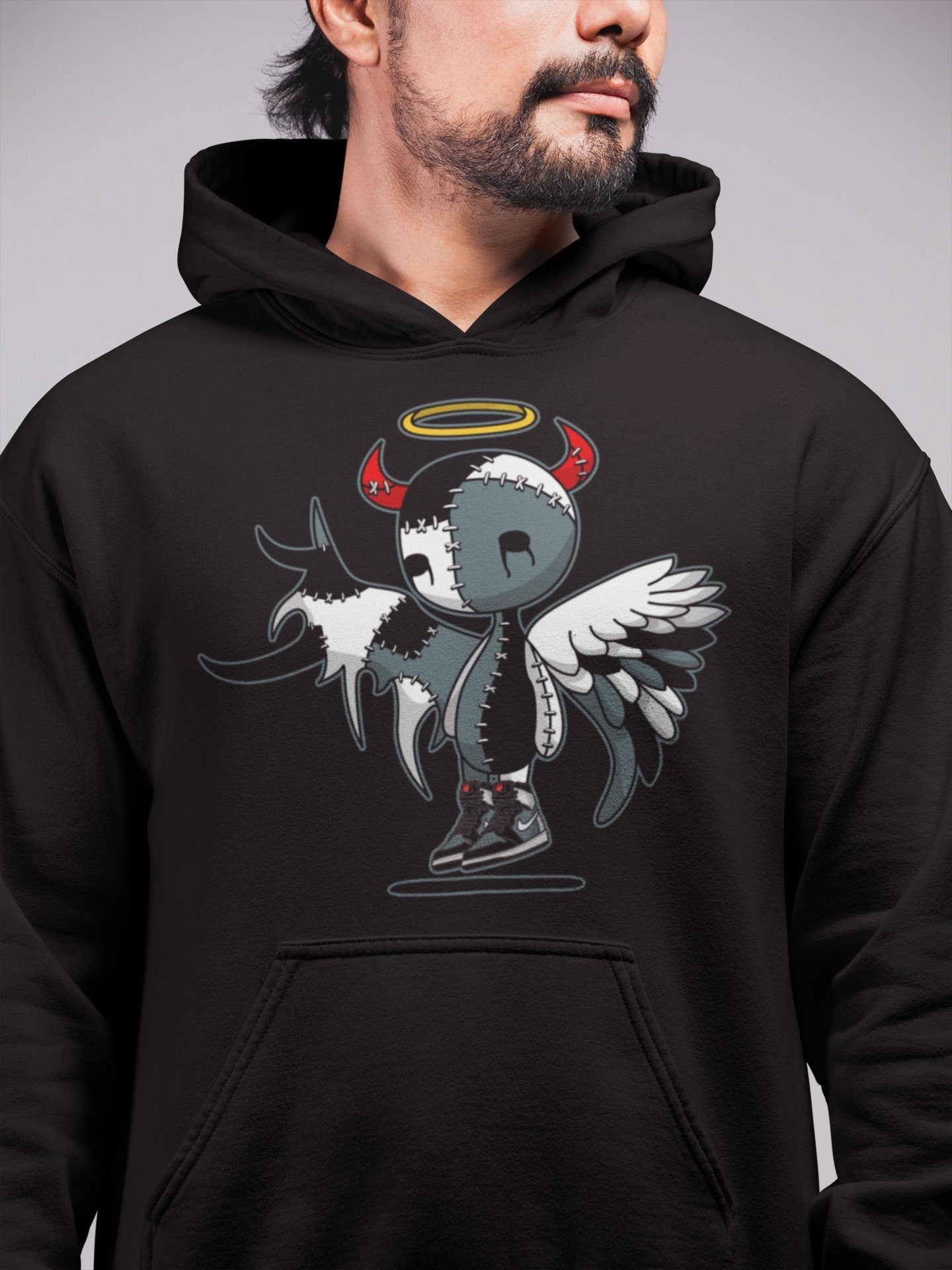 Jordan 1 Element Gore-Tex Black Grey Sneaker Matching T-Shirt Devil Angel Sneaker Tees Jordan 1 Element Gore-Tex Black Grey Sneaker Release Tees Crew Neck Tees