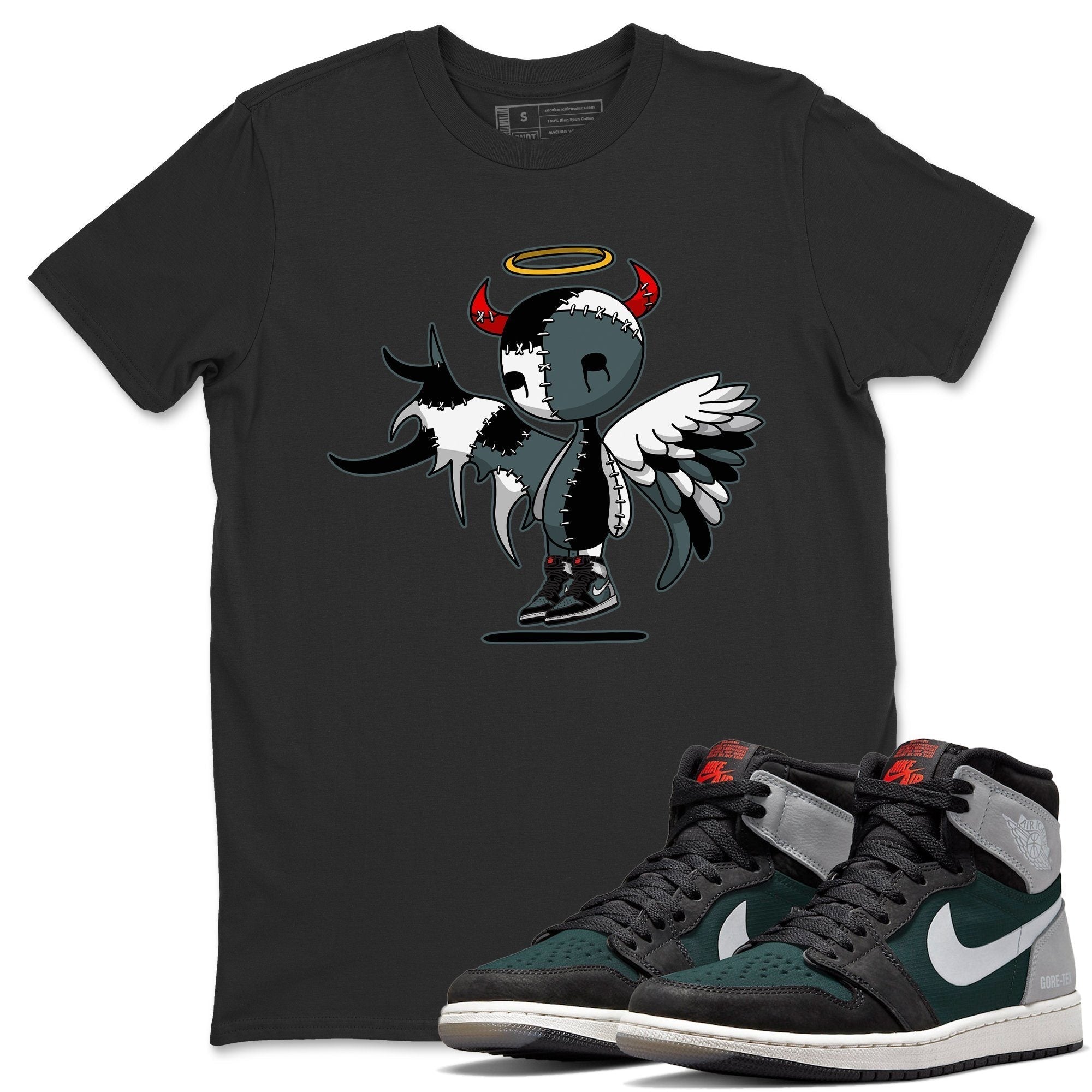 Jordan 1 Element Gore-Tex Black Grey Sneaker Matching T-Shirt Devil Angel Sneaker Tees Jordan 1 Element Gore-Tex Black Grey Sneaker Release Tees Crew Neck Tees