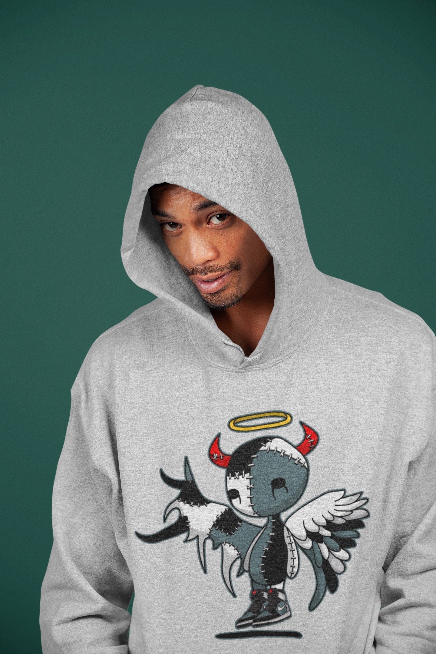 Jordan 1 Element Gore-Tex Black Grey Sneaker Matching T-Shirt Devil Angel Sneaker Tees Jordan 1 Element Gore-Tex Black Grey Sneaker Release Tees Crew Neck Tees