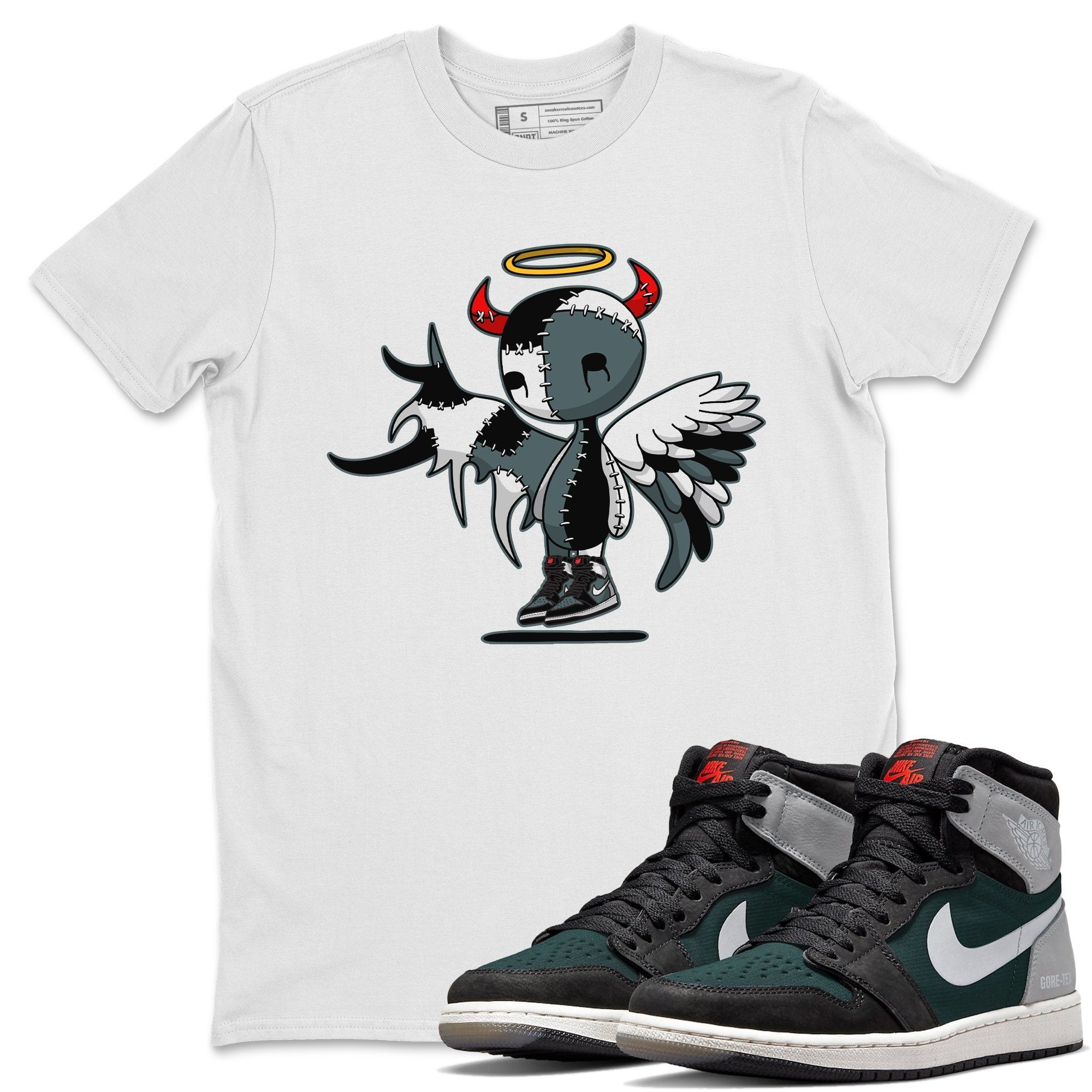 Jordan 1 Element Gore-Tex Black Grey Sneaker Matching T-Shirt Devil Angel Sneaker Tees Jordan 1 Element Gore-Tex Black Grey Sneaker Release Tees Crew Neck Tees