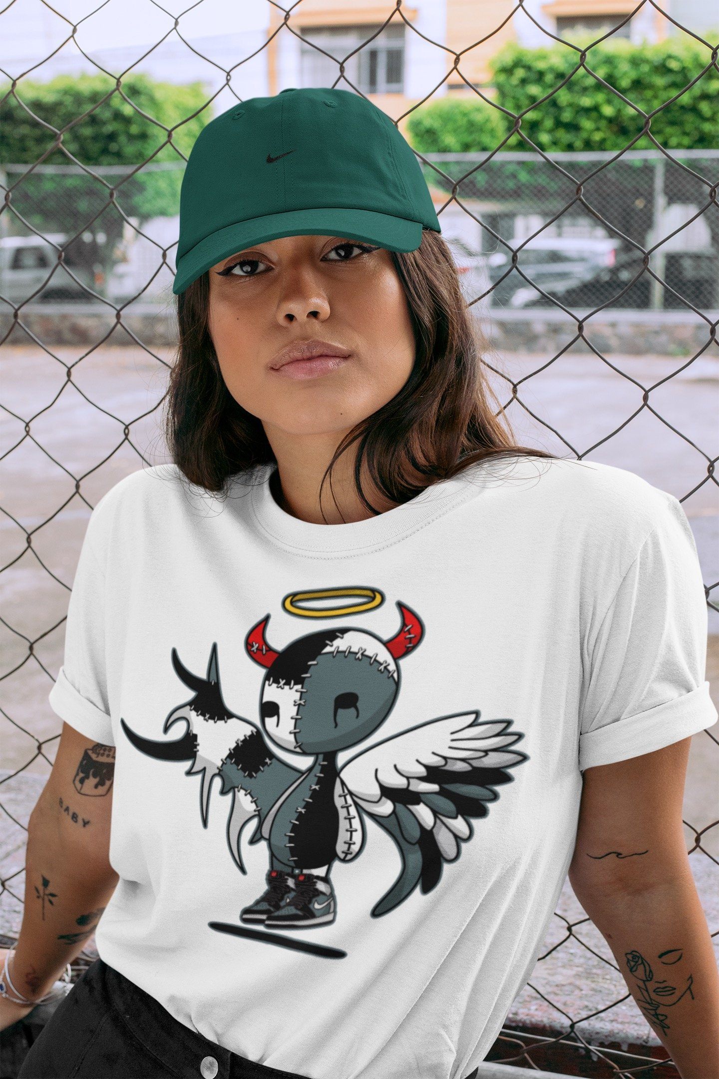 Jordan 1 Element Gore-Tex Black Grey Sneaker Matching T-Shirt Devil Angel Sneaker Tees Jordan 1 Element Gore-Tex Black Grey Sneaker Release Tees Crew Neck Tees