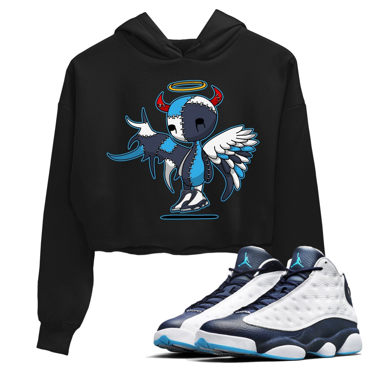 Jordan 13 Obsidian Sneaker Matching T-Shirt Devil Angel Sneaker Tees Jordan 13 Obsidian Sneaker Release Tees Women's Shirts