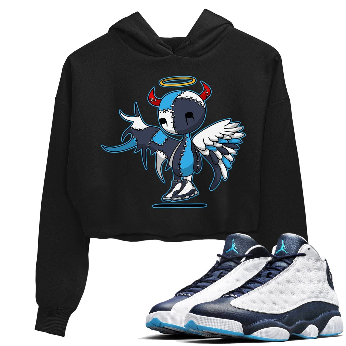 Jordan 13 Obsidian Sneaker Matching T-Shirt Devil Angel Sneaker Tees Jordan 13 Obsidian Sneaker Release Tees Women's Shirts
