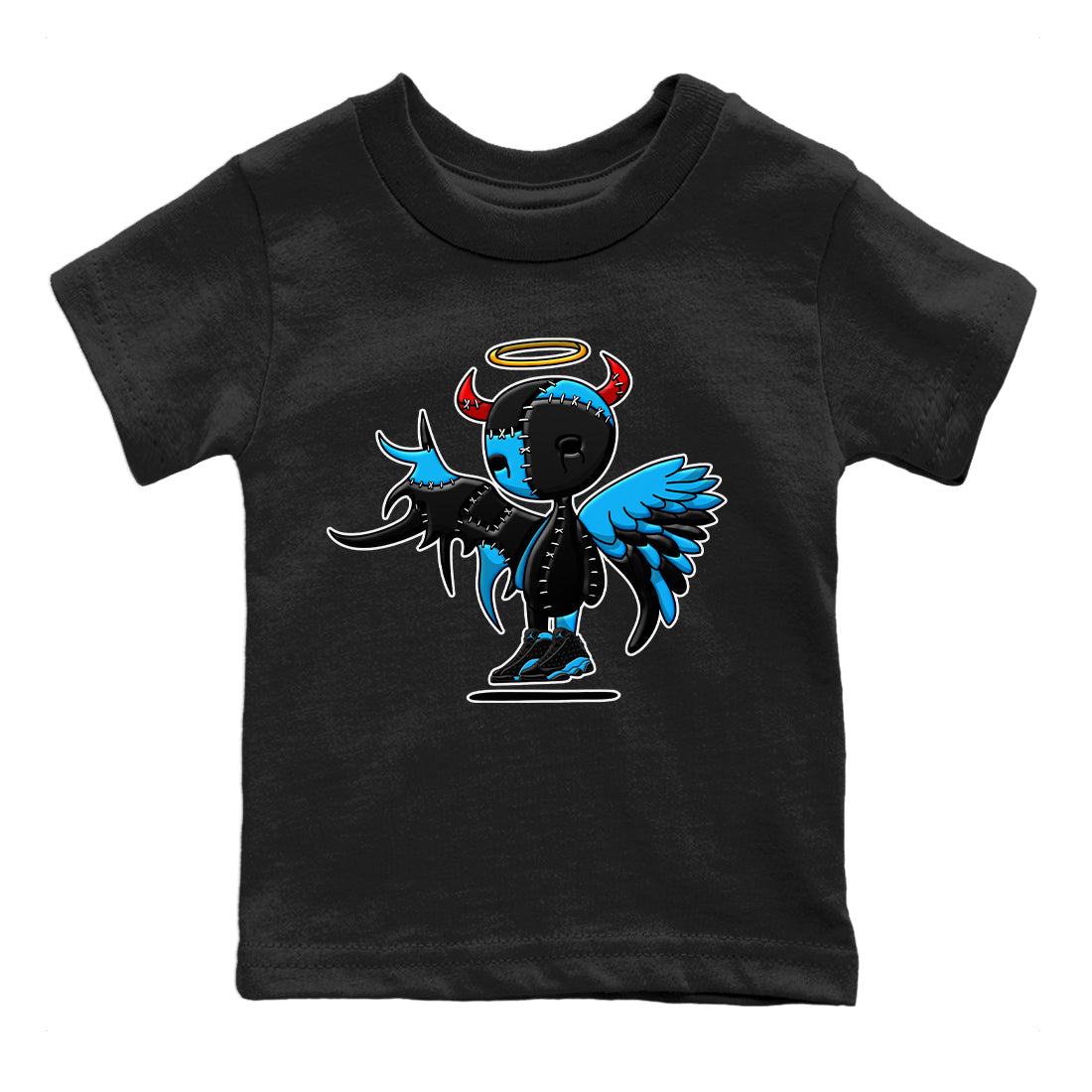 Jordan 13 UNC Sneaker Matching T-Shirt Devil Angel Sneaker Tees Jordan 13 UNC Sneaker Release Tees Kids Shirts
