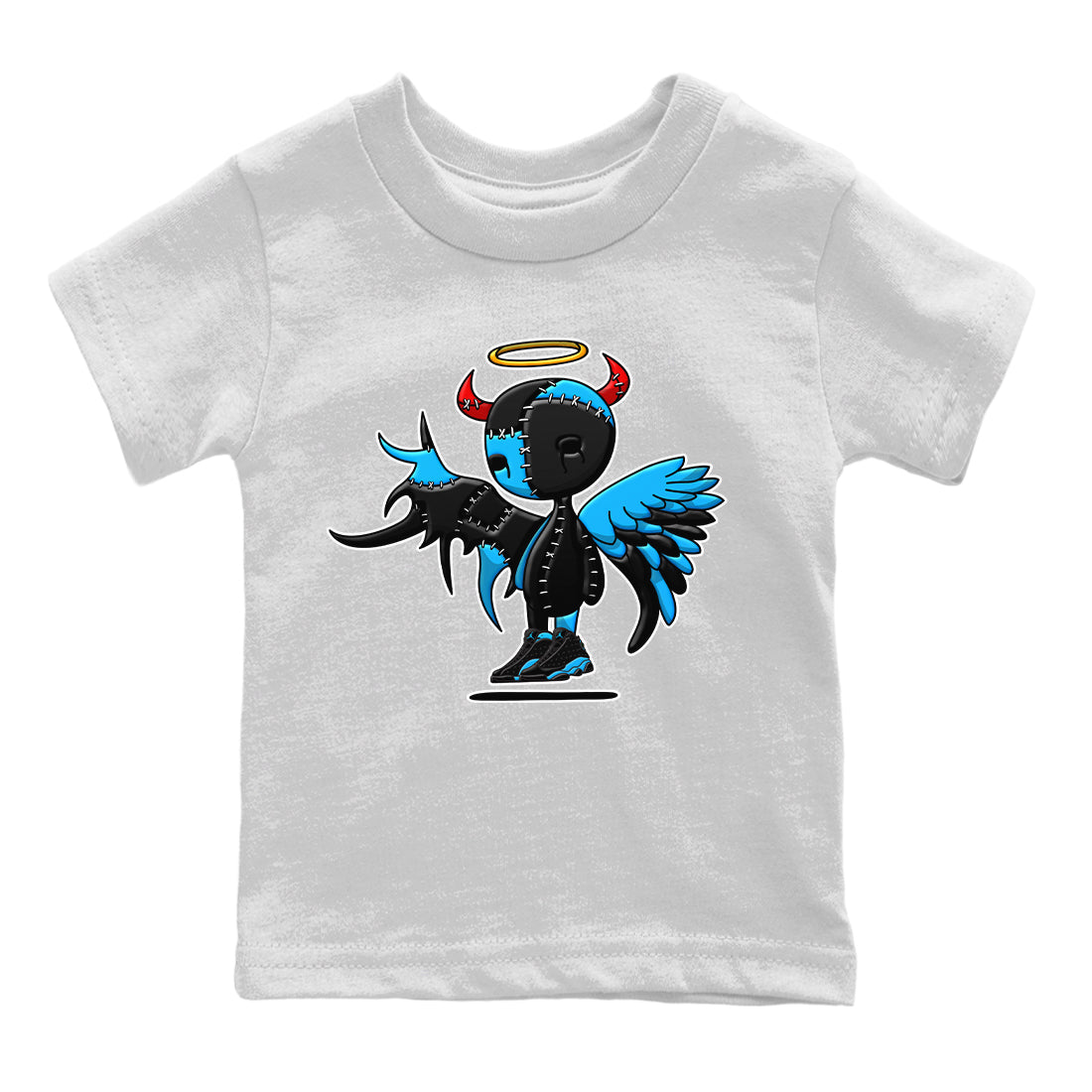 Jordan 13 UNC Sneaker Matching T-Shirt Devil Angel Sneaker Tees Jordan 13 UNC Sneaker Release Tees Kids Shirts