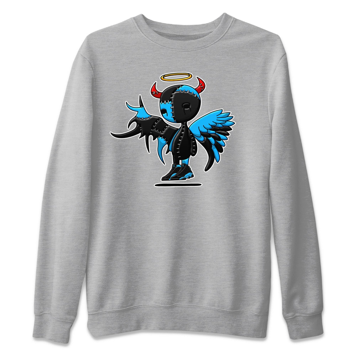 Jordan 13 UNC Sneaker Matching T-Shirt Devil Angel Sneaker Tees Jordan 13 UNC Sneaker Release Tees Crew Neck Tees