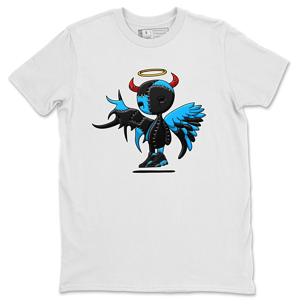 Jordan 13 UNC Sneaker Matching T-Shirt Devil Angel Sneaker Tees Jordan 13 UNC Sneaker Release Tees Crew Neck Tees