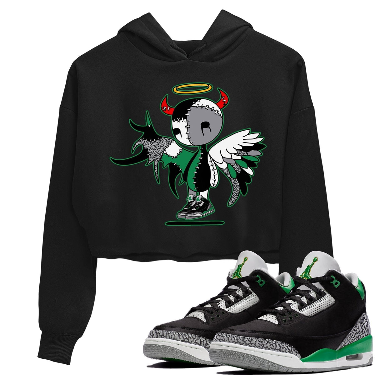 Jordan 3 Pine Green Sneaker Matching T-Shirt Devil Angel Sneaker Tees Jordan 3 Pine Green Sneaker Release Tees Women's Shirts