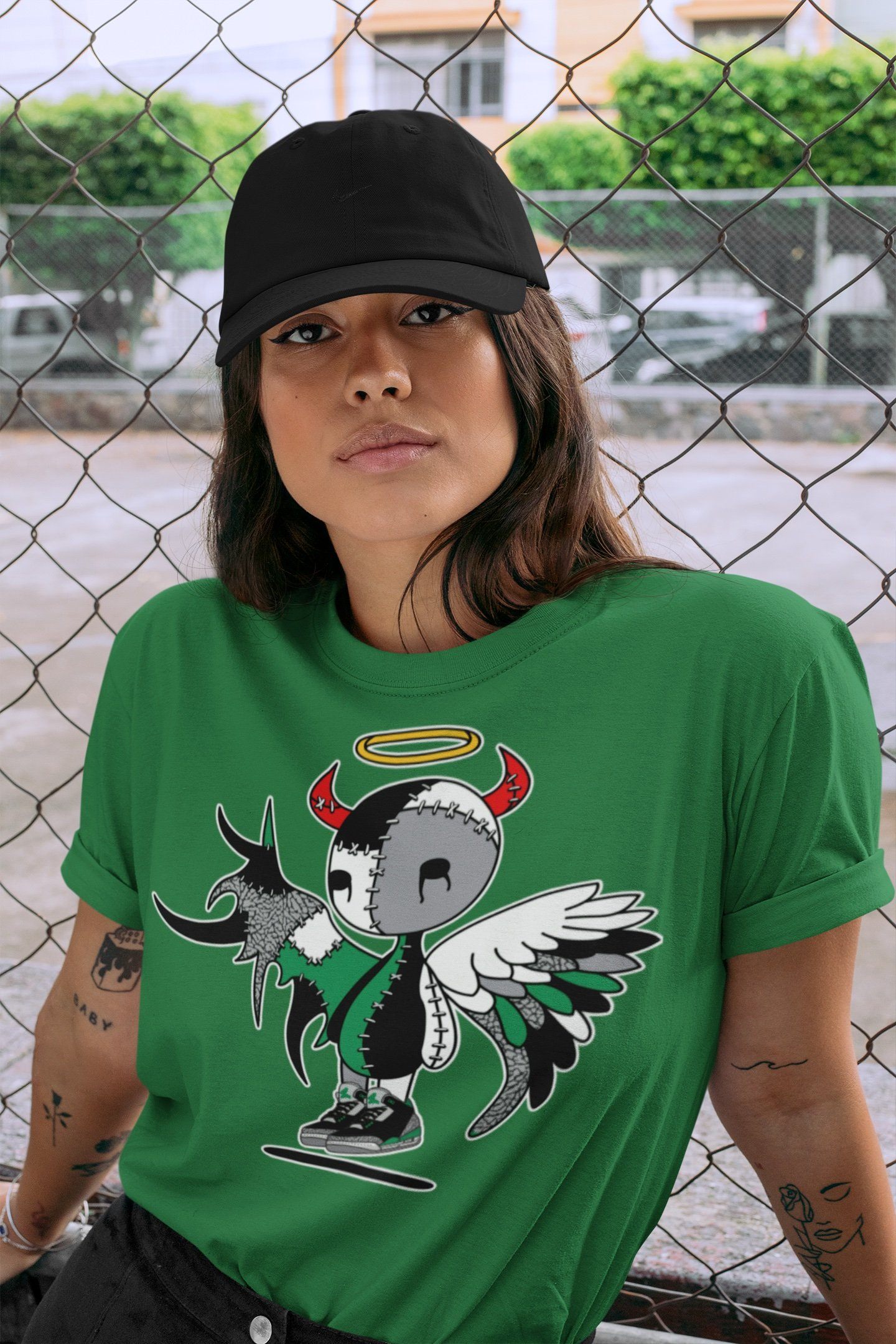 Jordan 3 Pine Green Shirt To Match Jordans Devil Angel Sneaker Tees Jordan 3 Pine Green Drip Gear Zone Sneaker Matching Clothing Unisex Shirts