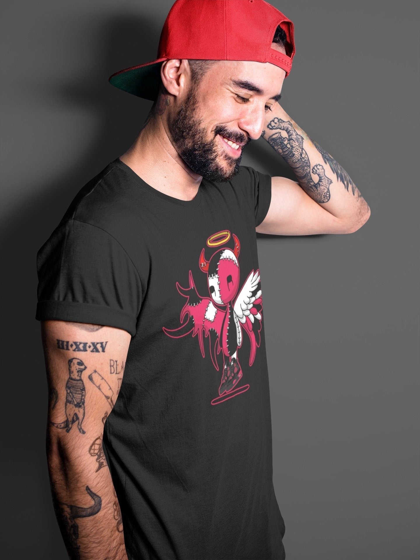 Jordan 4 Red Thunder Shirt To Match Jordans Devil Angel Sneaker Tees Jordan 4 Red Thunder Drip Gear Zone Sneaker Matching Clothing Unisex Shirts