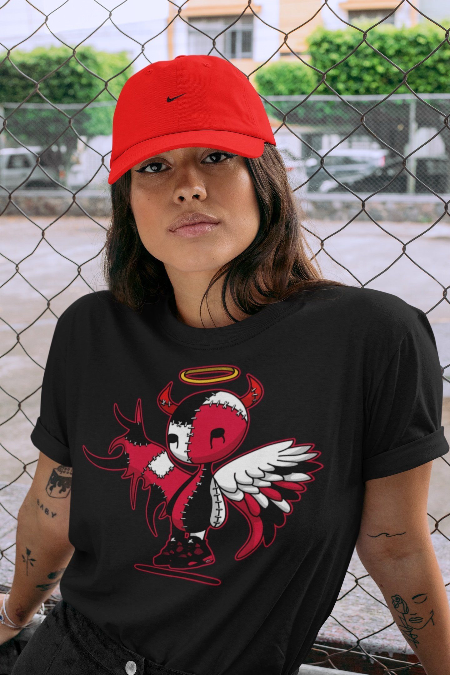 Jordan 4 Red Thunder Shirt To Match Jordans Devil Angel Sneaker Tees Jordan 4 Red Thunder Drip Gear Zone Sneaker Matching Clothing Unisex Shirts